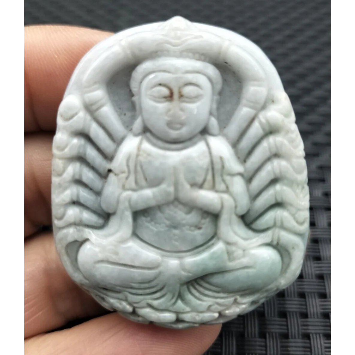 Certified Lavender Natural A Jadeite Pendant Thousand-Hand Guanyin Kwan Yin - Image 14