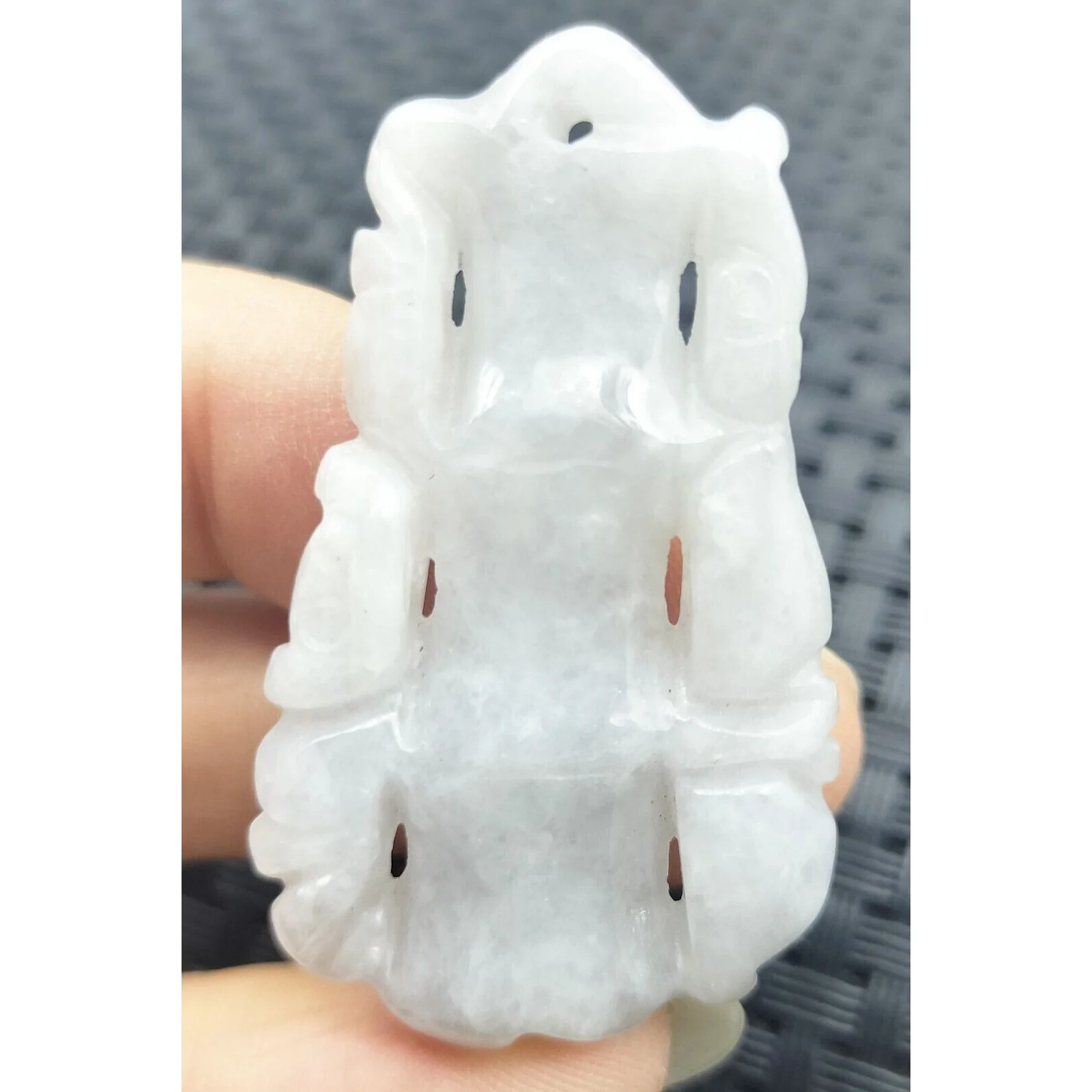 Certified Lavender Natural Jade Jadeite Carved Bat Bamboo Pendant Grade A - Image 2