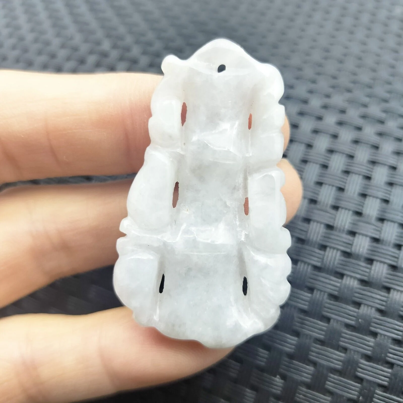 Certified Lavender Natural Jade Jadeite Carved Bat Bamboo Pendant Grade A - Image 3