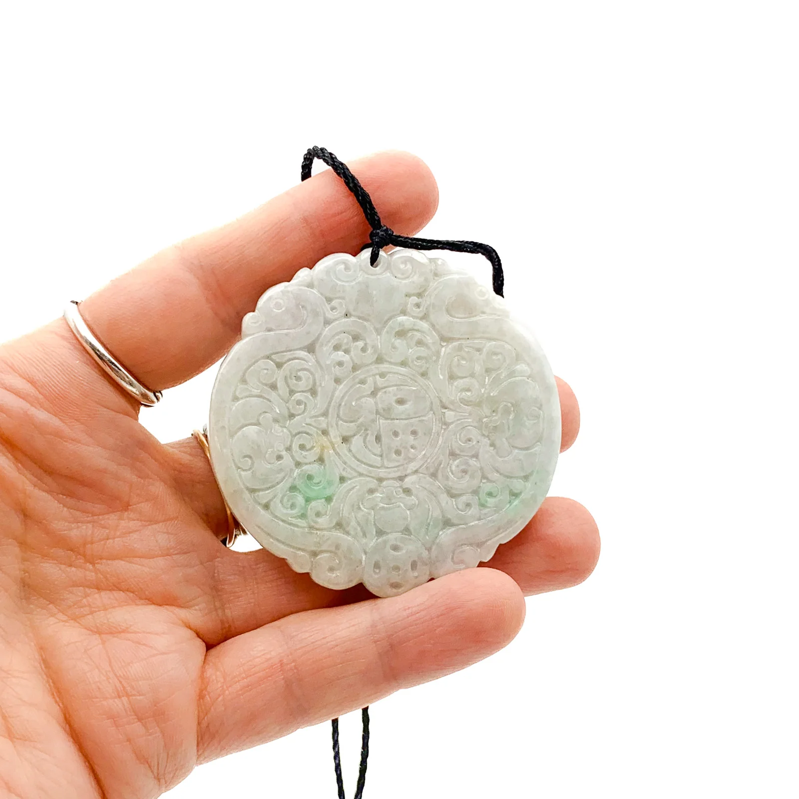 Certified Lavender Natural Type A Jade Jadeite Bat Ruyi Coin Blessing Pendant - Image 10