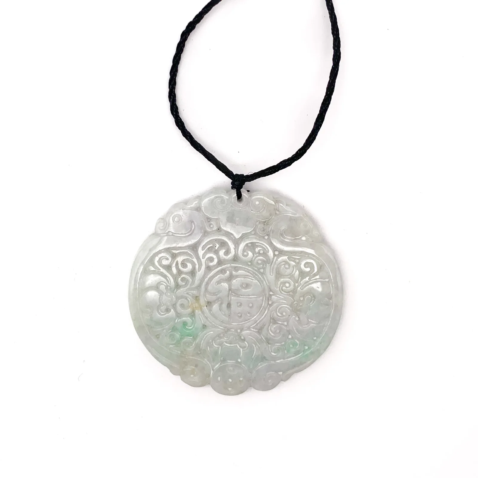 Certified Lavender Natural Type A Jade Jadeite Bat Ruyi Coin Blessing Pendant - Image 5