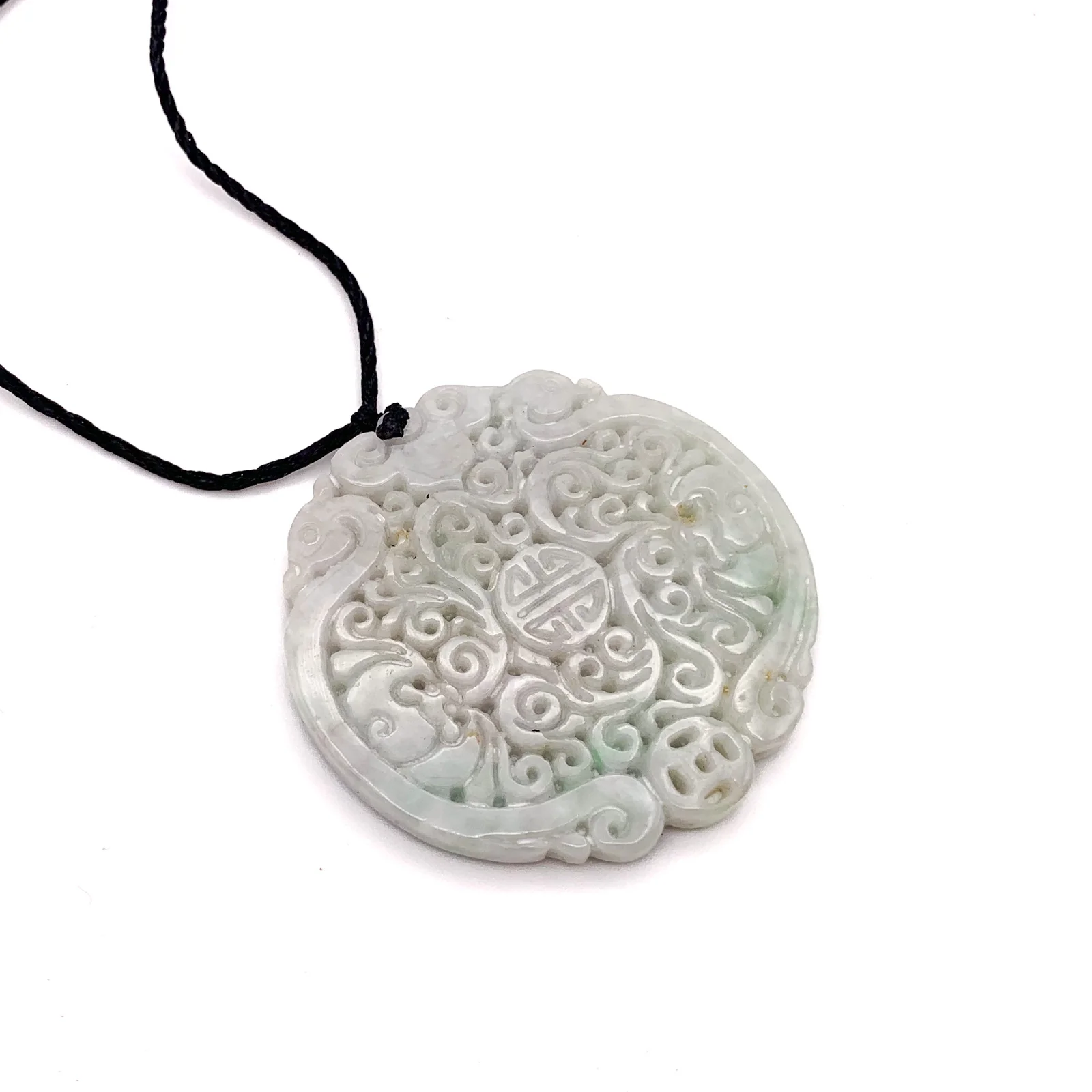 Certified Lavender Natural Type A Jade Jadeite Bat Ruyi Coin Blessing Pendant - Image 6