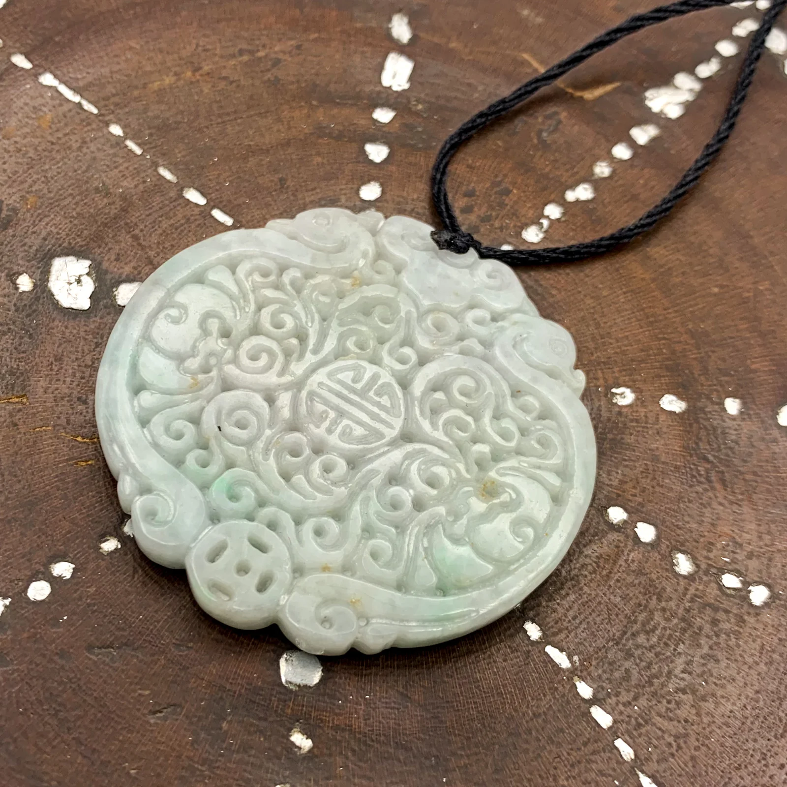 Certified Lavender Natural Type A Jade Jadeite Bat Ruyi Coin Blessing Pendant - Image 7