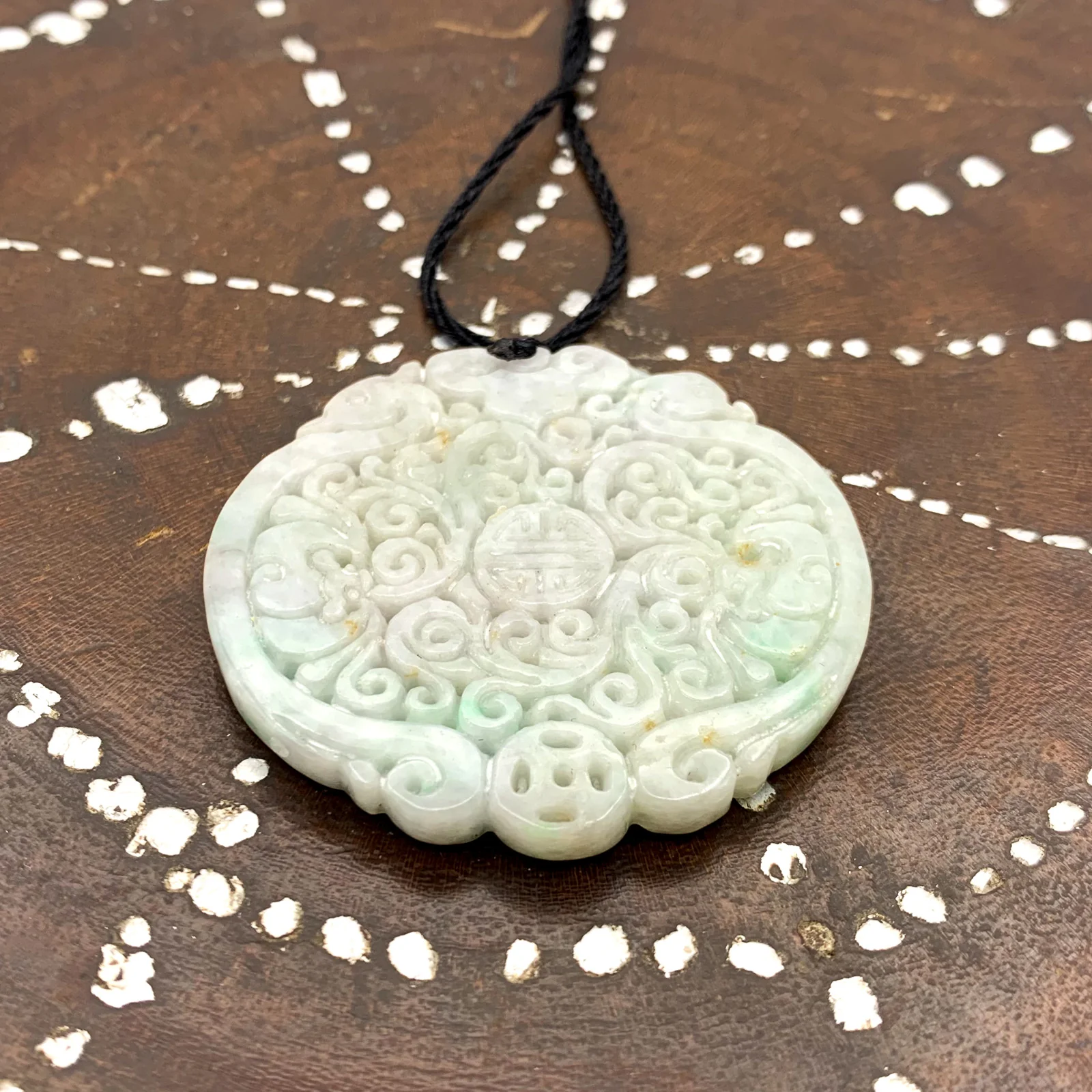 Certified Lavender Natural Type A Jade Jadeite Bat Ruyi Coin Blessing Pendant - Image 8