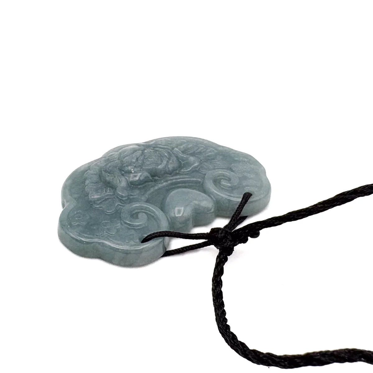 Certified Blue Green Natural Type A Jade Jadeite Carved Flower Love Lock Pendant - Image 6