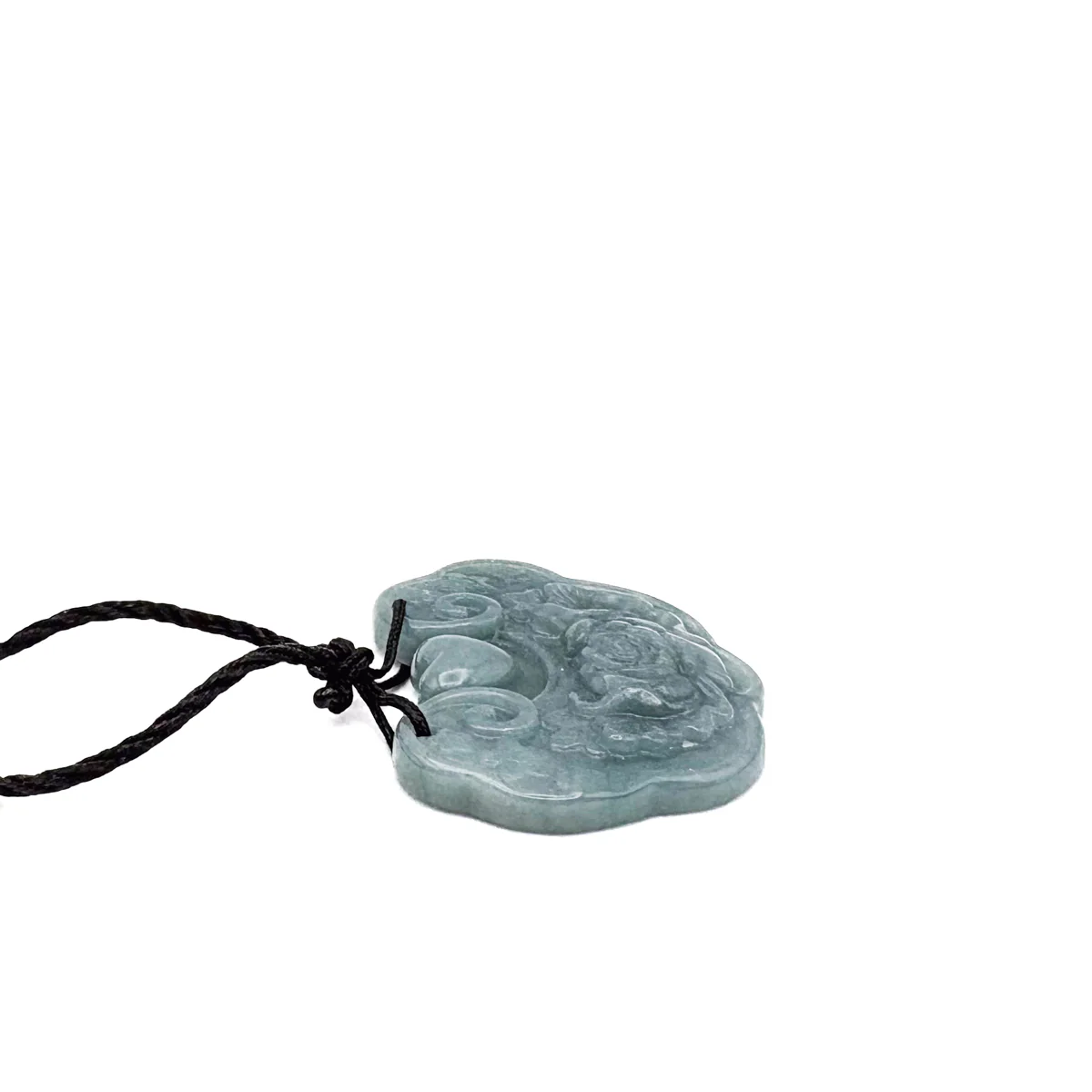 Certified Blue Green Natural Type A Jade Jadeite Carved Flower Love Lock Pendant - Image 7