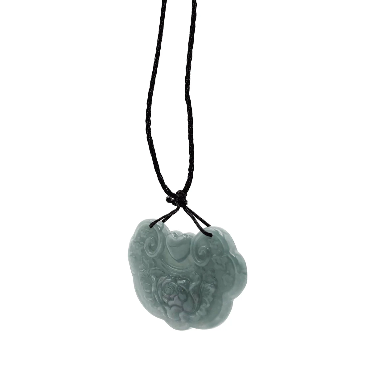 Certified Blue Green Natural Type A Jade Jadeite Carved Flower Love Lock Pendant - Image 8