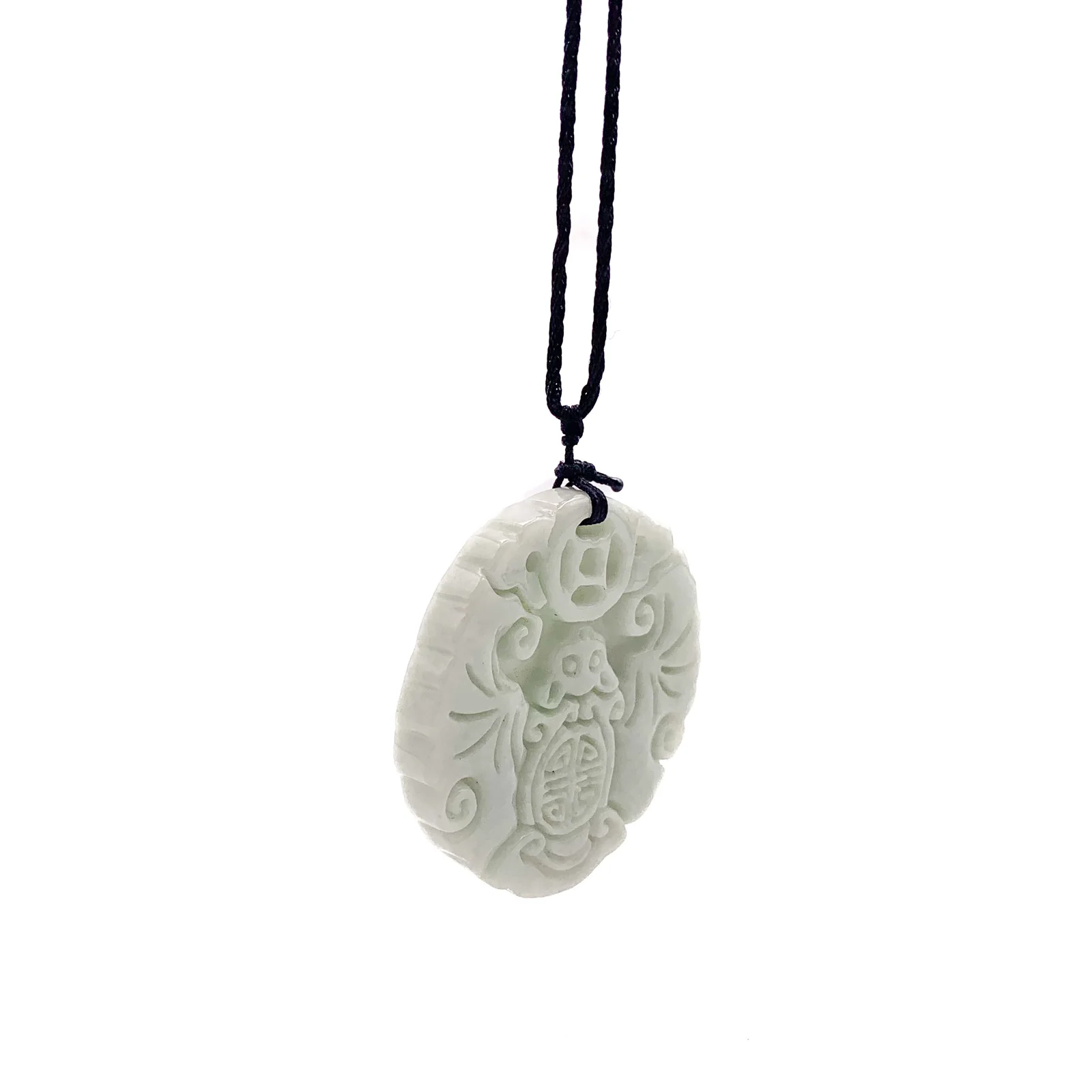Certified Lavender Natural Type A Jade Jadeite Carved Bat Coin Pendant - Image 4