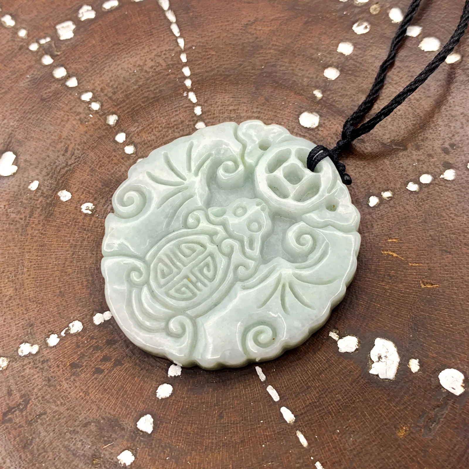 Certified Lavender Natural Type A Jade Jadeite Carved Bat Coin Pendant - Image 5