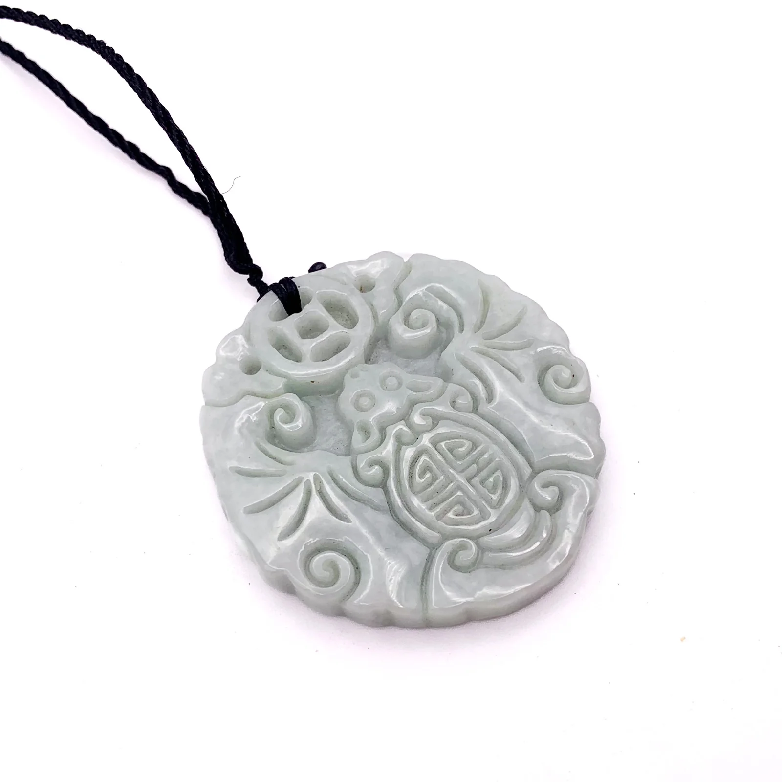 Certified Lavender Natural Type A Jade Jadeite Carved Bat Coin Pendant - Image 8