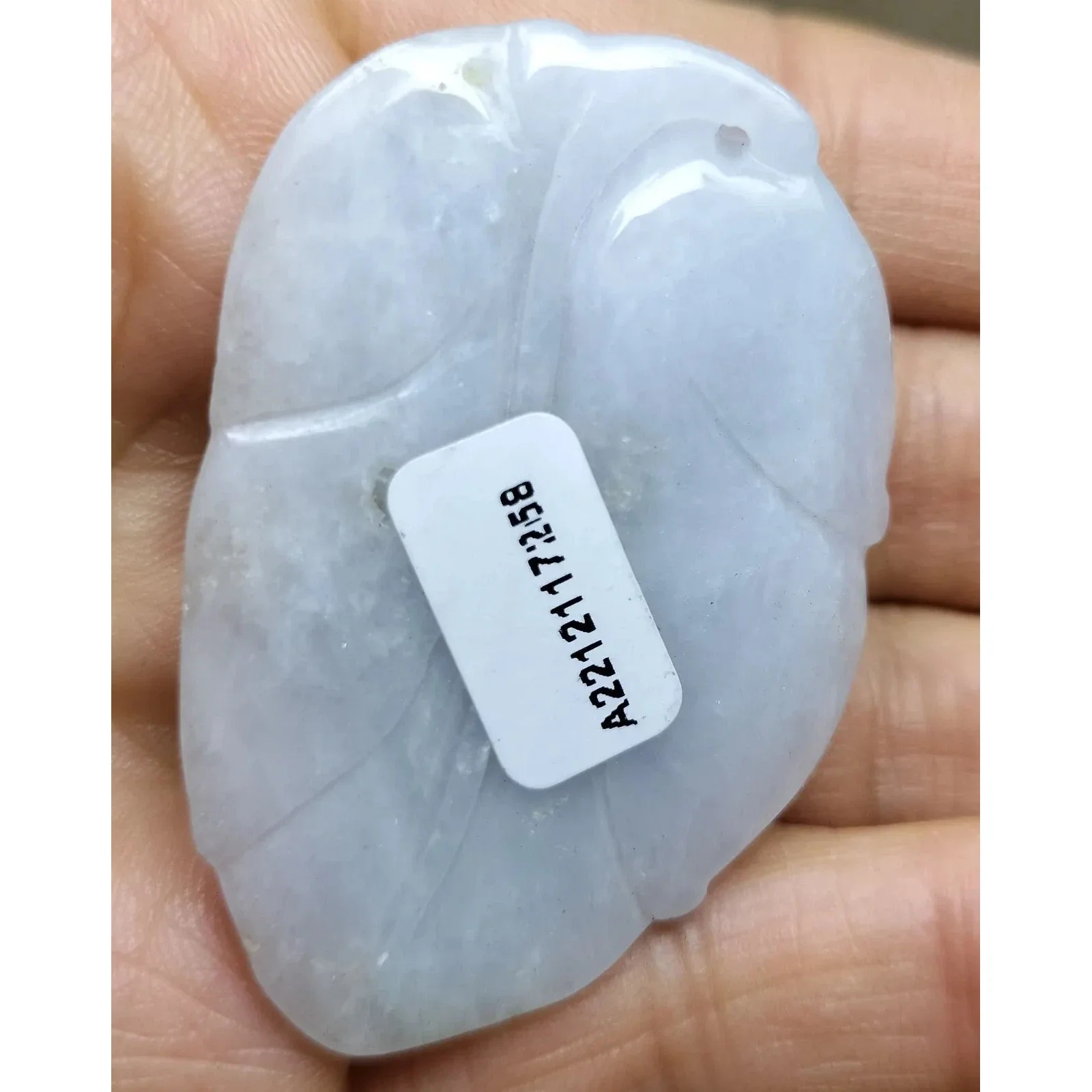 Certified Lavender Natural Type A Jade Jadeite Carved Bat Grape Pendant - Image 4