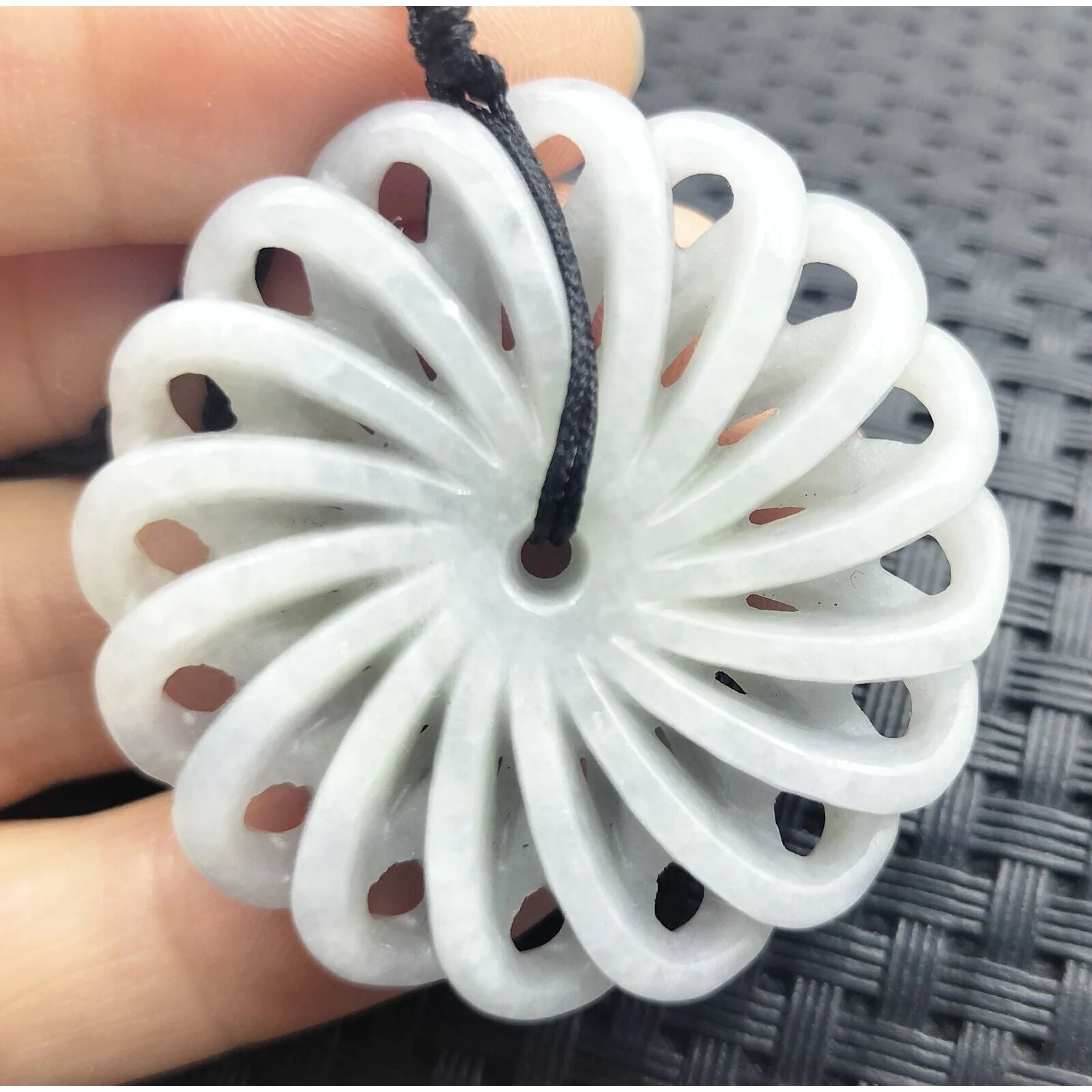 Certified Lavender Natural Type A Jade Jadeite Carved Circle Knotted Pendant - Image 4