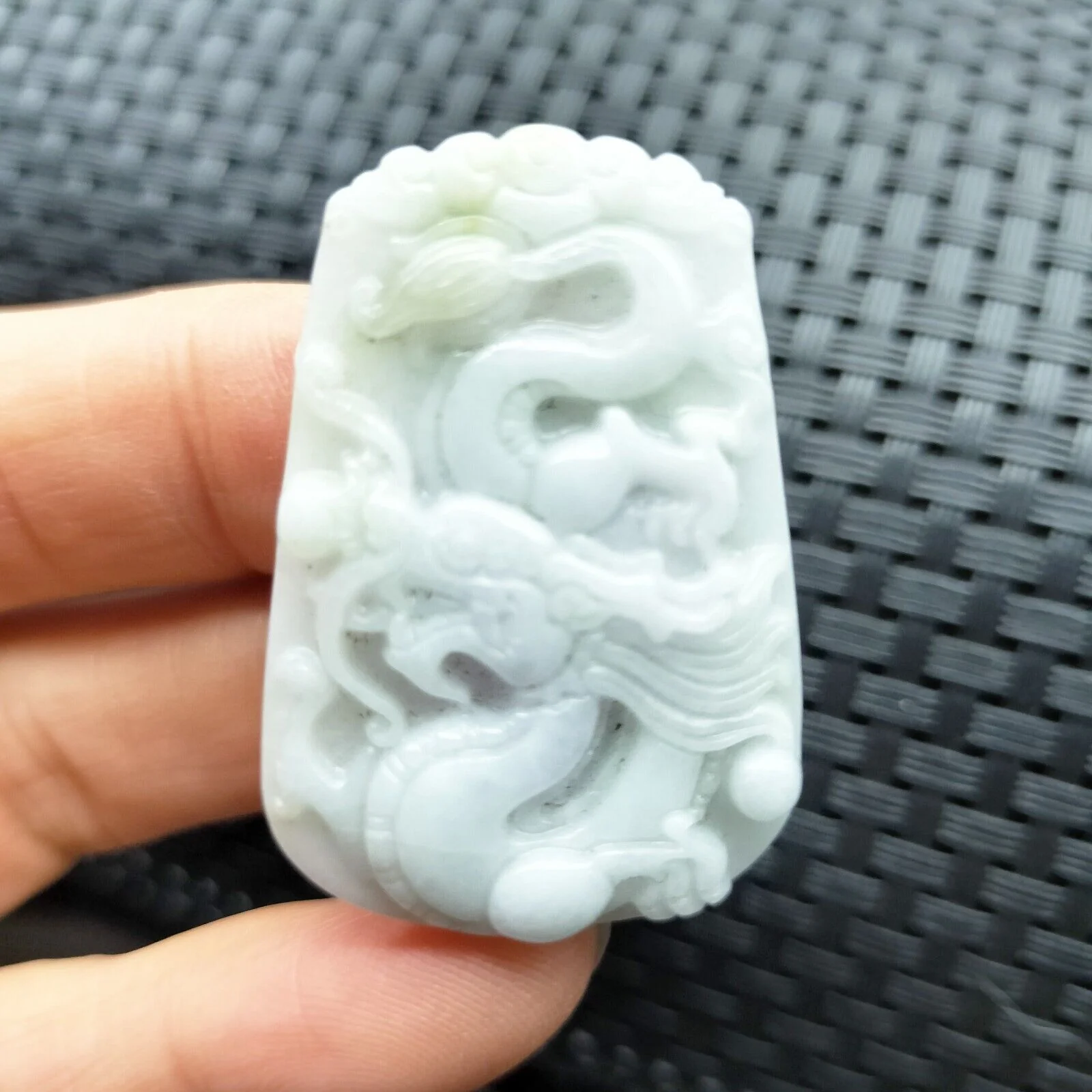 Certified Lavender Natural Type A Jade Jadeite Carved Dragon Bead Pendant - Image 2