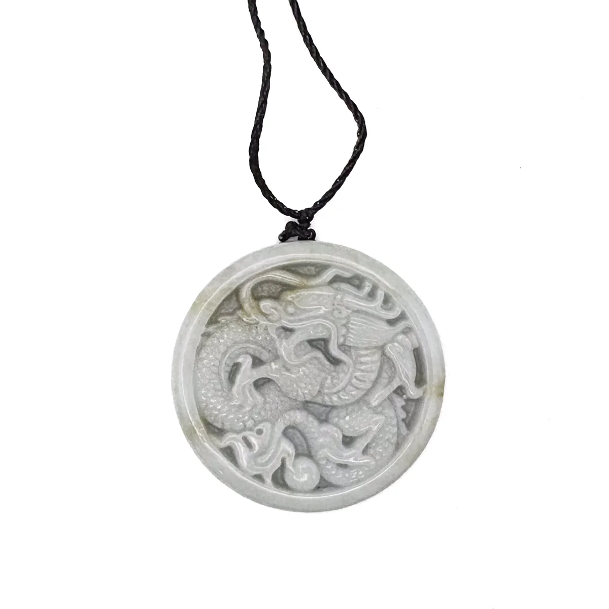 Certified Lavender Natural Type A Jade Jadeite Carved Dragon Bead Pendant - Image 10