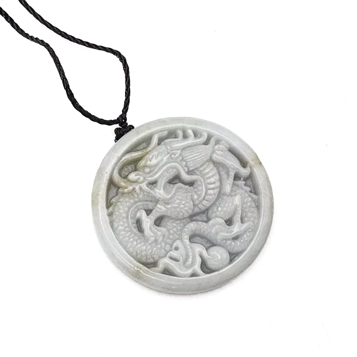Certified Lavender Natural Type A Jade Jadeite Carved Dragon Bead Pendant - Image 2