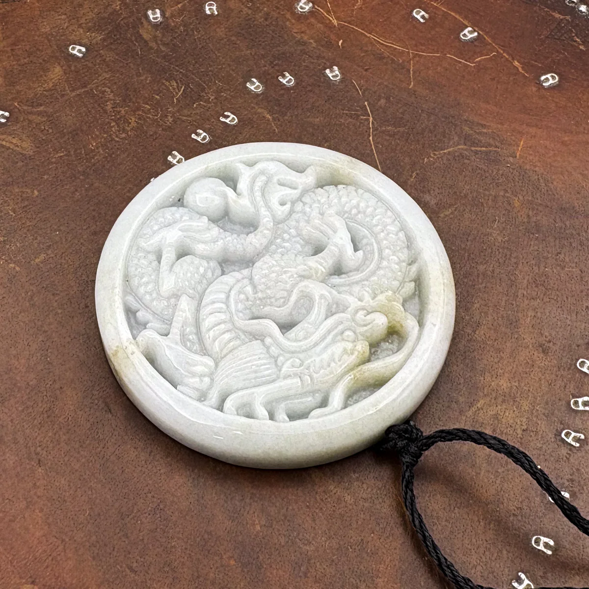 Certified Lavender Natural Type A Jade Jadeite Carved Dragon Bead Pendant - Image 3