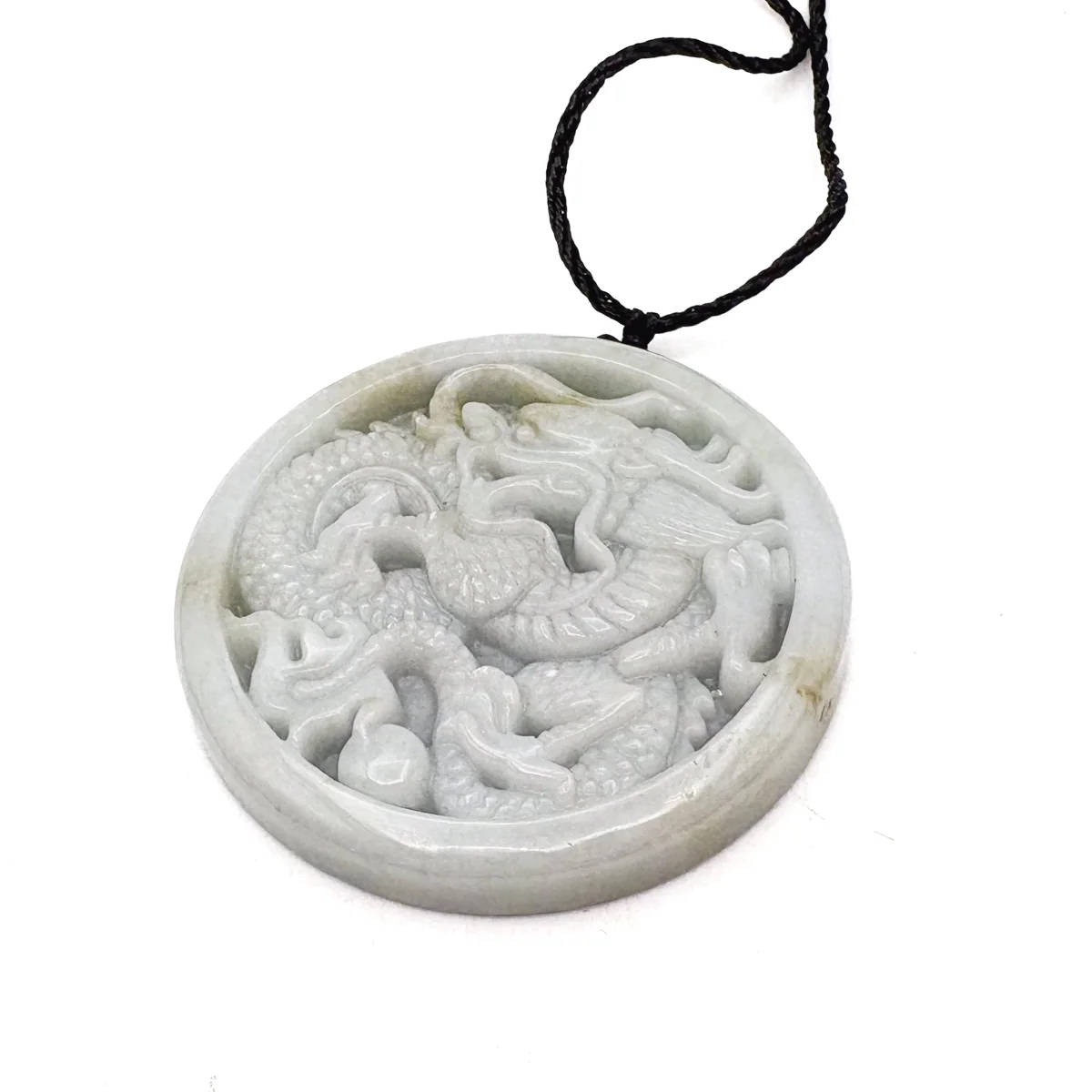 Certified Lavender Natural Type A Jade Jadeite Carved Dragon Bead Pendant - Image 4