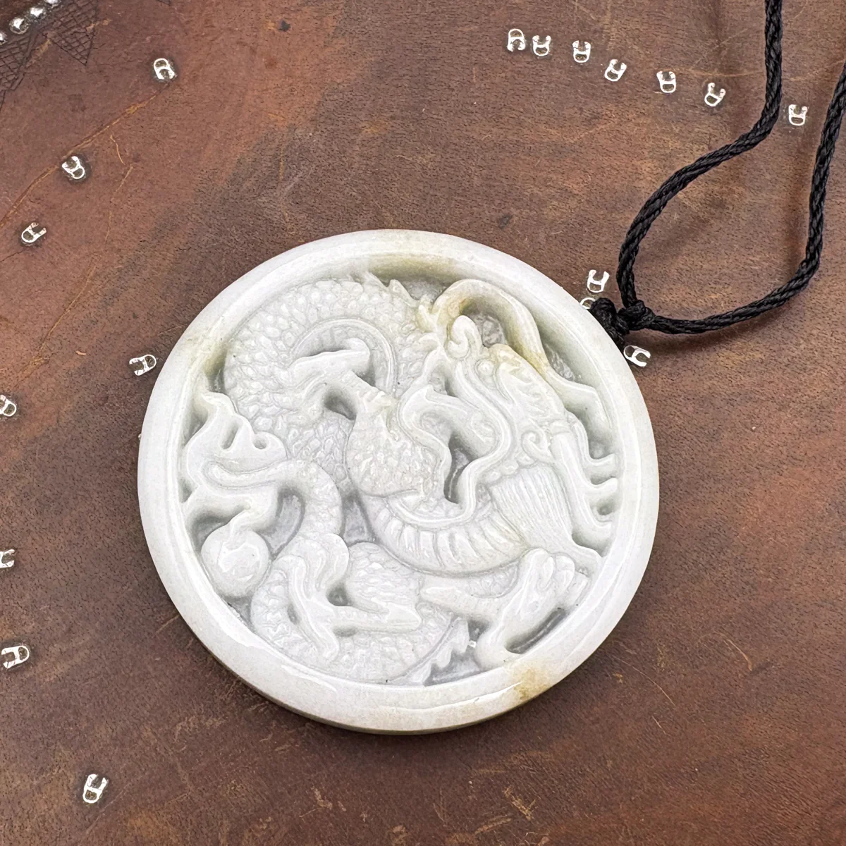 Certified Lavender Natural Type A Jade Jadeite Carved Dragon Bead Pendant - Image 5