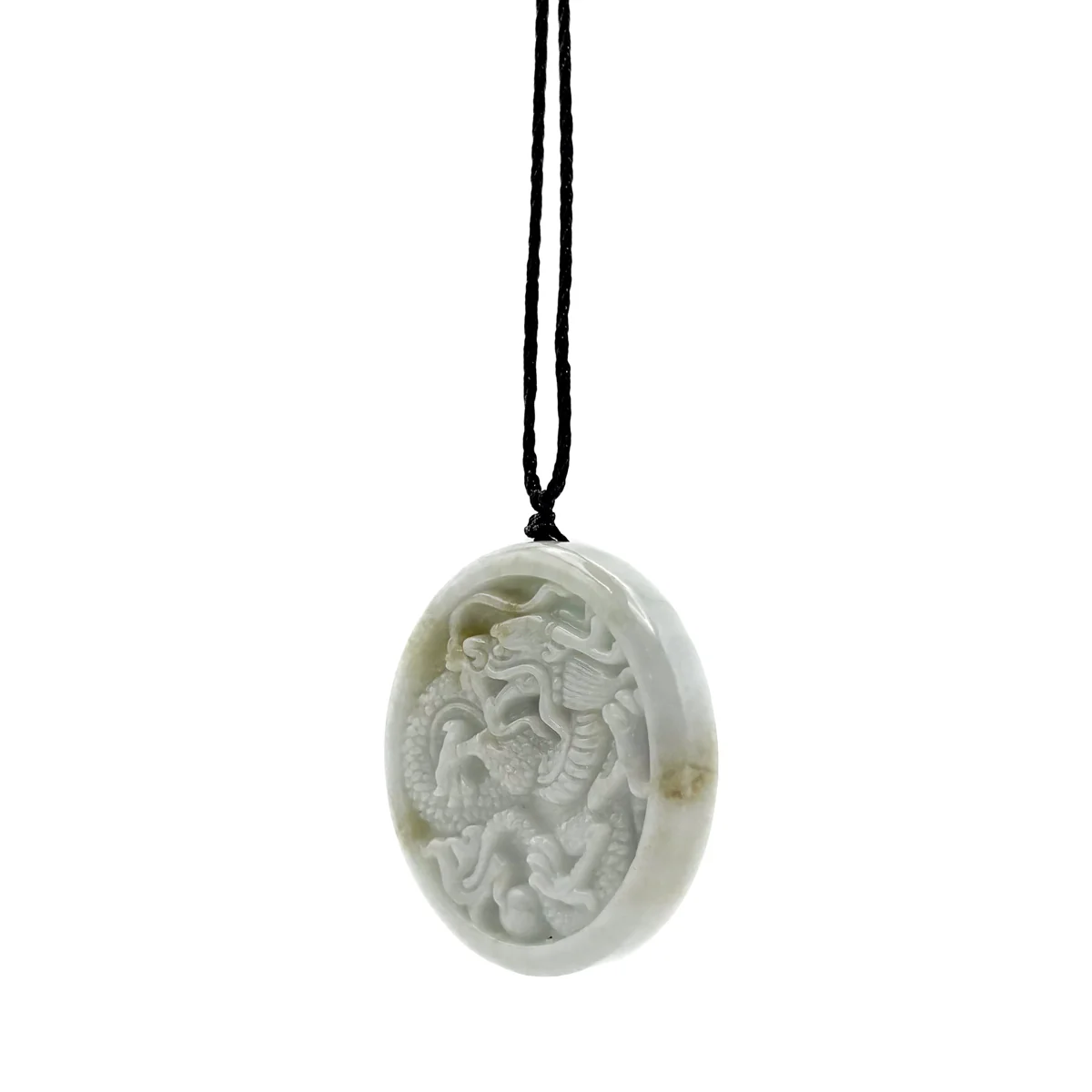 Certified Lavender Natural Type A Jade Jadeite Carved Dragon Bead Pendant - Image 8