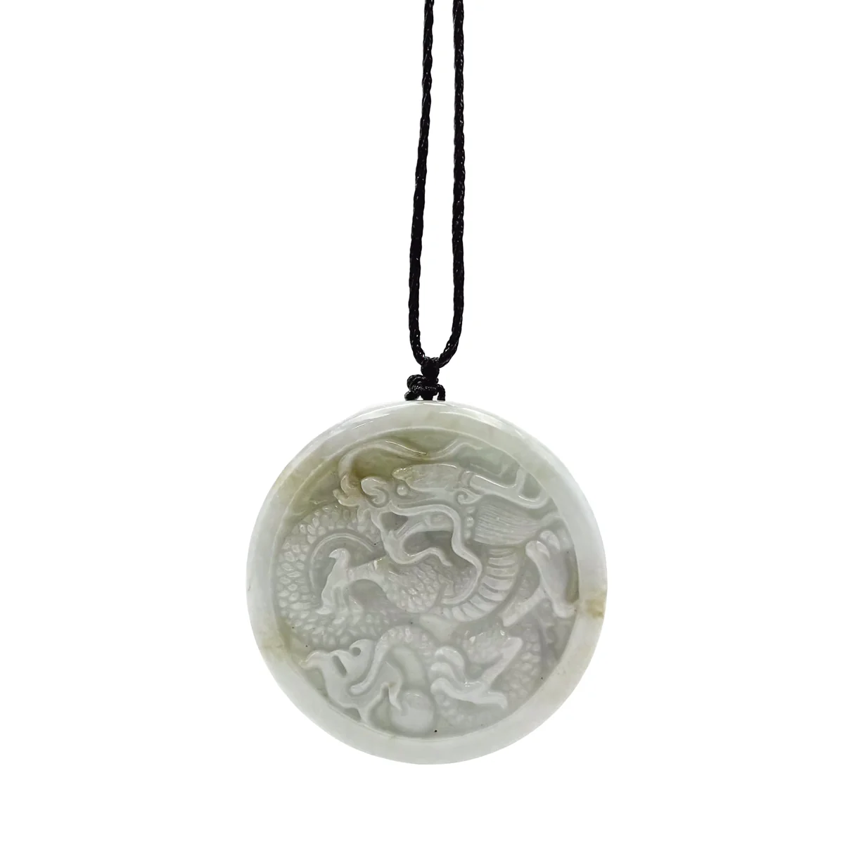 Certified Lavender Natural Type A Jade Jadeite Carved Dragon Bead Pendant - Image 9