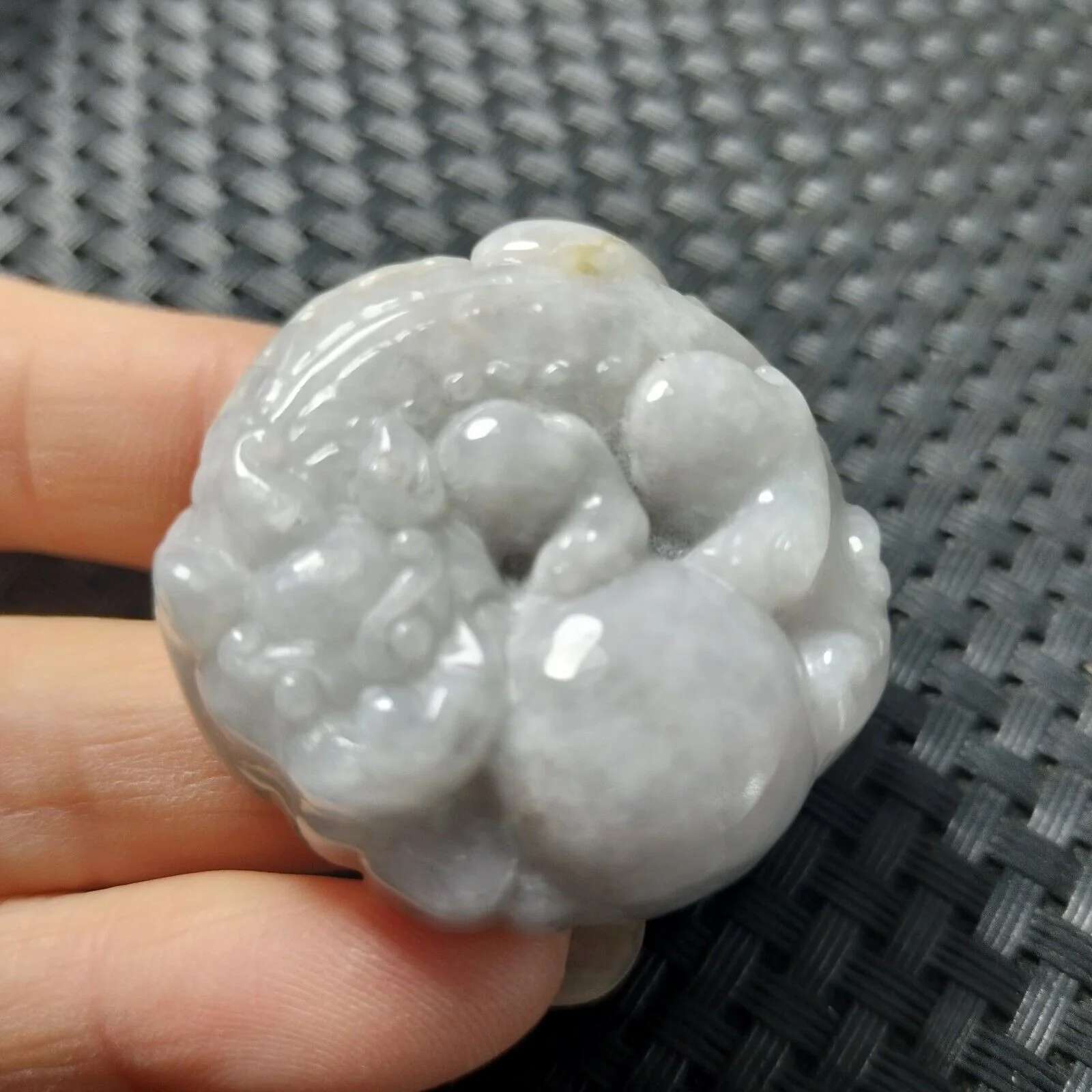 Certified Lavender Natural Type A Jade Jadeite Carved Dragon Pi Xiu Ball Pendant Necklace - Image 4