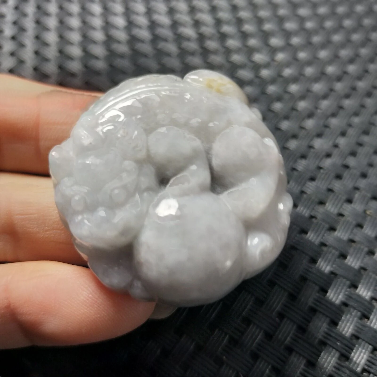 Certified Lavender Natural Type A Jade Jadeite Carved Dragon Pi Xiu Ball Pendant Necklace - Image 5