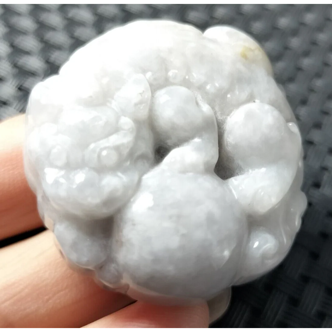 Certified Lavender Natural Type A Jade Jadeite Carved Dragon Pi Xiu Ball Pendant Necklace - Image 6