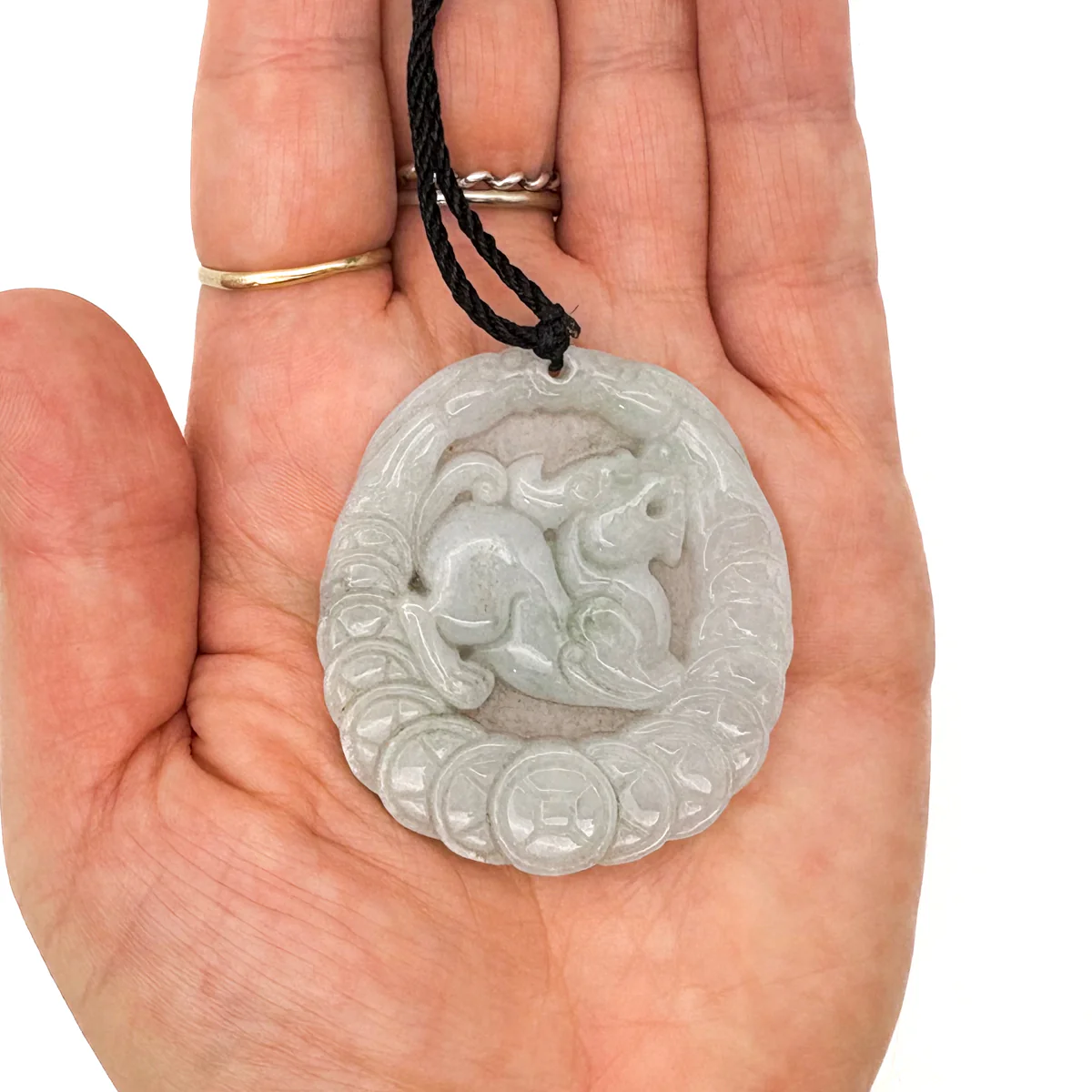 Certified Lavender Natural Type A Jade Jadeite Carved Dragon Pi Xiu Coin Pendant - Image 10