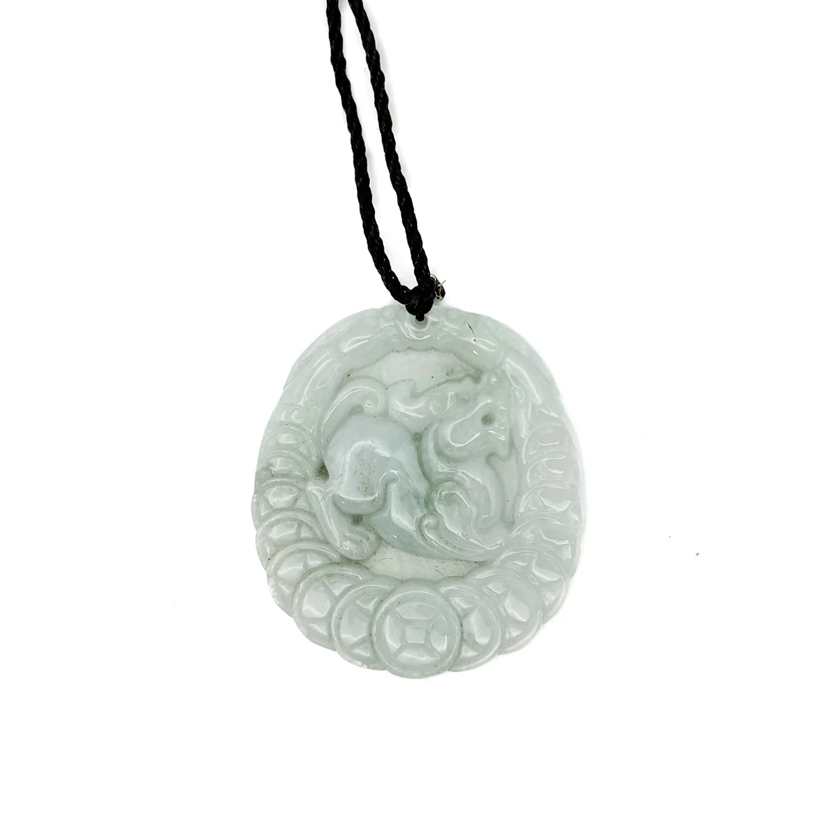 Certified Lavender Natural Type A Jade Jadeite Carved Dragon Pi Xiu Coin Pendant - Image 2
