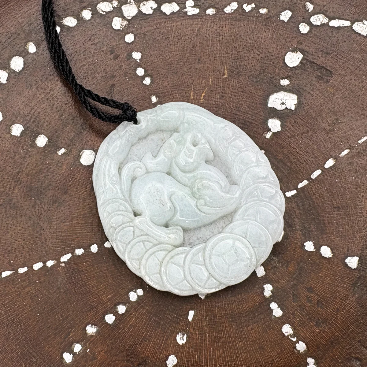 Certified Lavender Natural Type A Jade Jadeite Carved Dragon Pi Xiu Coin Pendant - Image 3