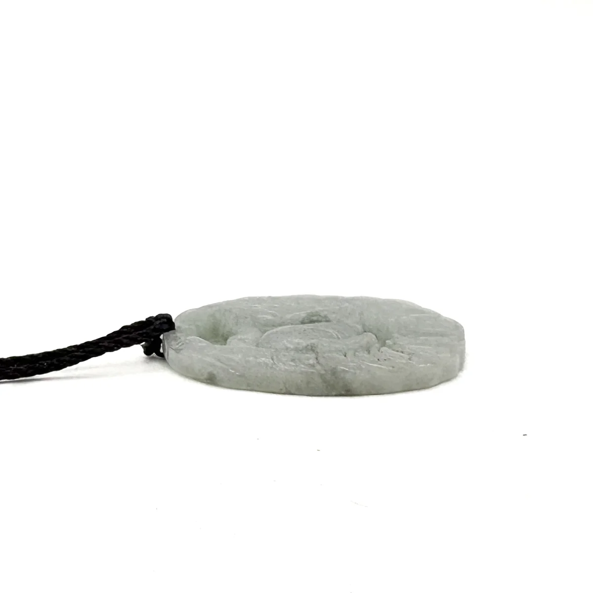 Certified Lavender Natural Type A Jade Jadeite Carved Dragon Pi Xiu Coin Pendant - Image 5