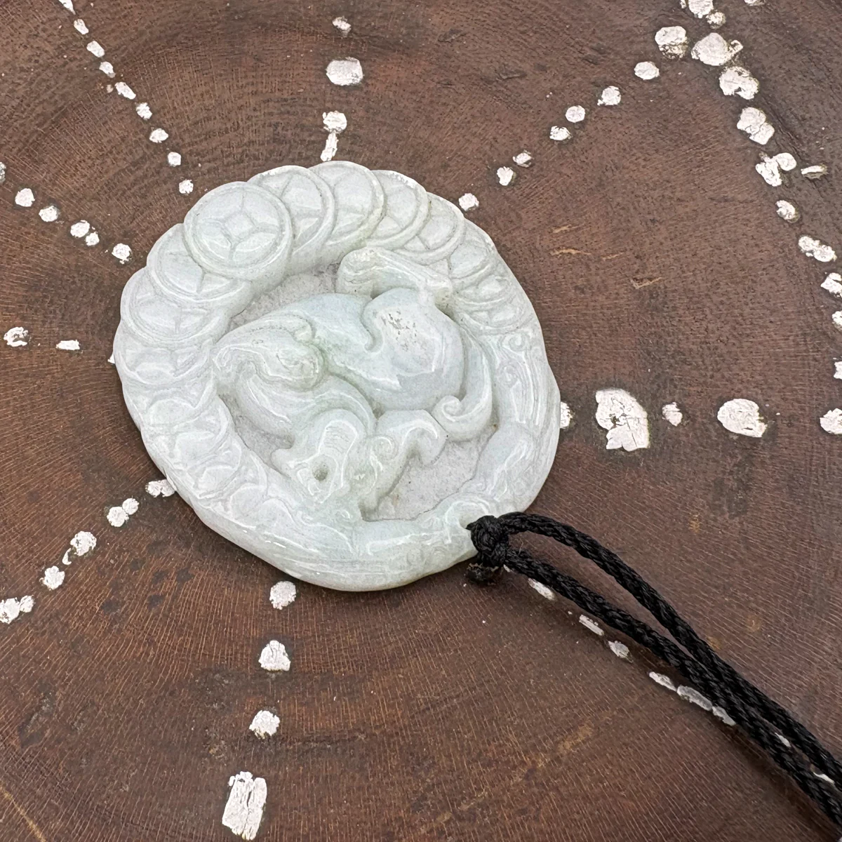 Certified Lavender Natural Type A Jade Jadeite Carved Dragon Pi Xiu Coin Pendant - Image 6