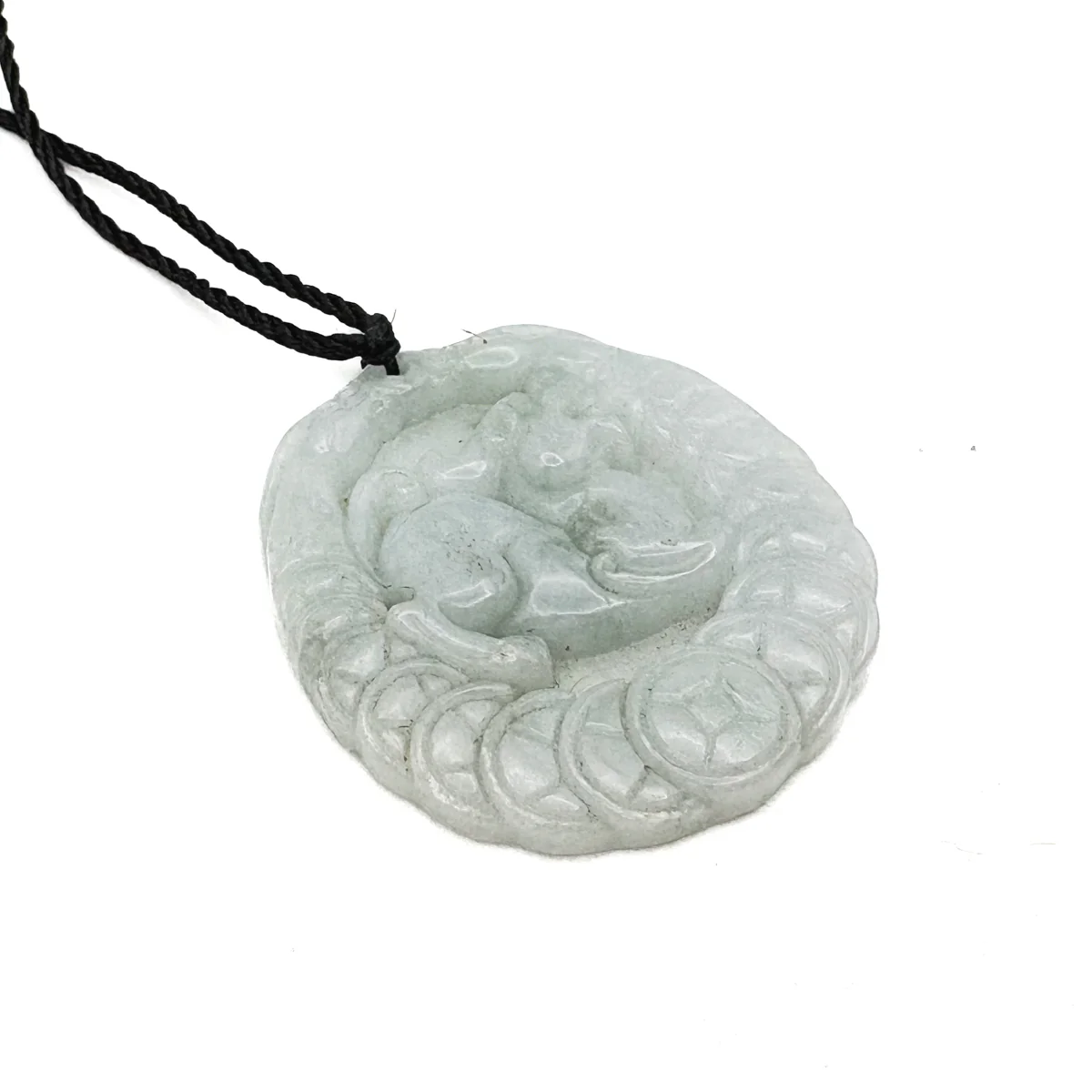 Certified Lavender Natural Type A Jade Jadeite Carved Dragon Pi Xiu Coin Pendant - Image 7