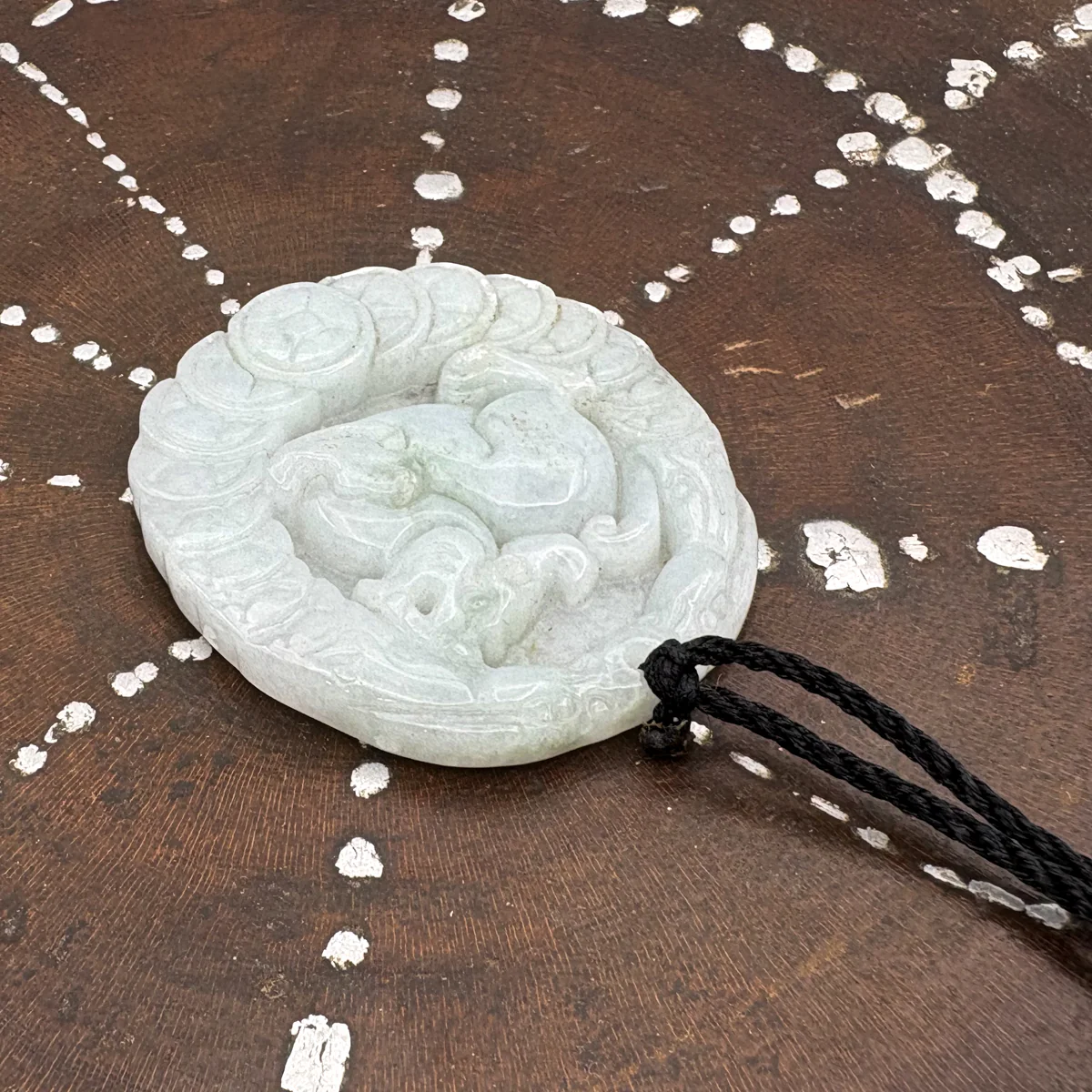 Certified Lavender Natural Type A Jade Jadeite Carved Dragon Pi Xiu Coin Pendant - Image 8
