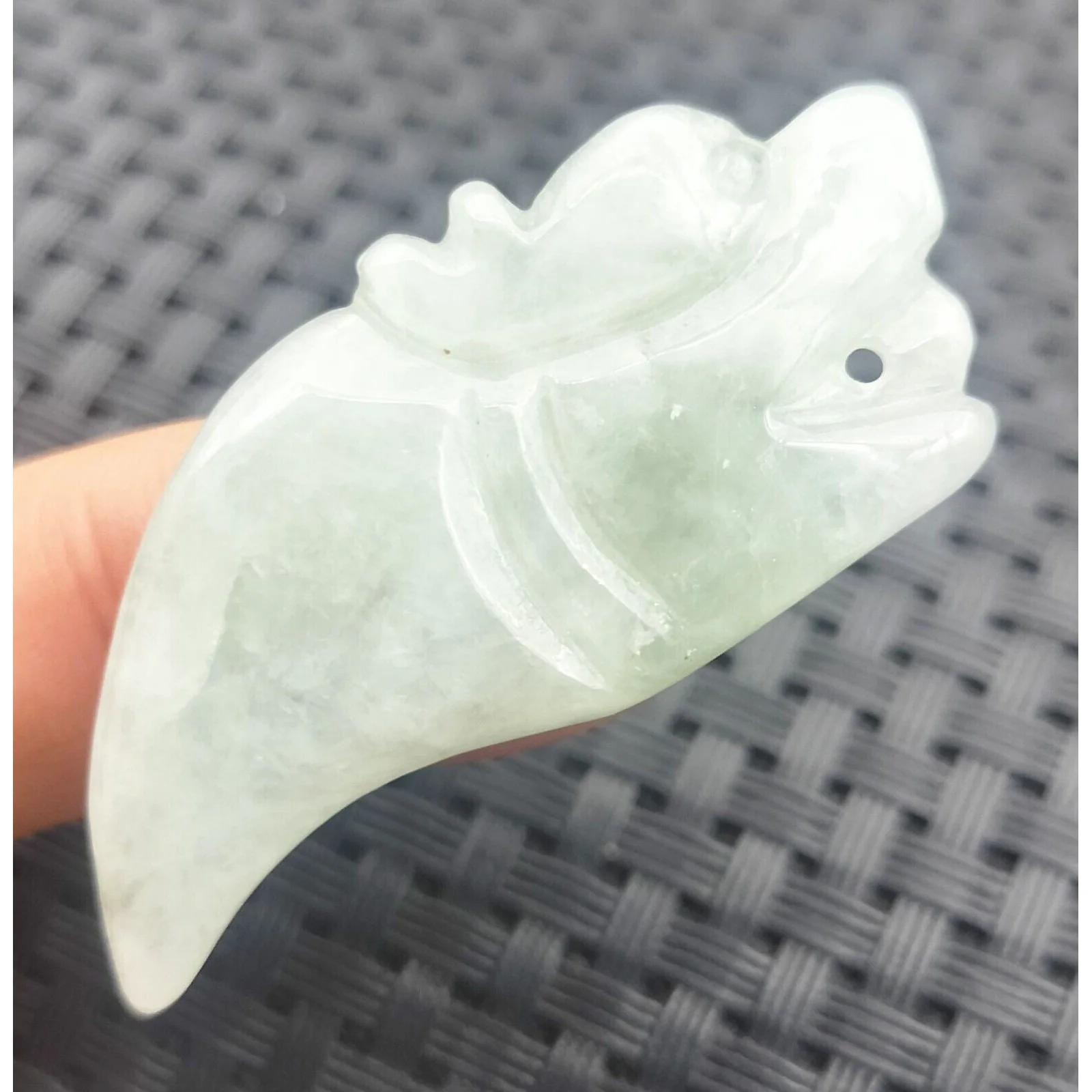 Certified Lavender Natural Type A Jade Jadeite Carved Dragon Tooth Pendant - Image 2