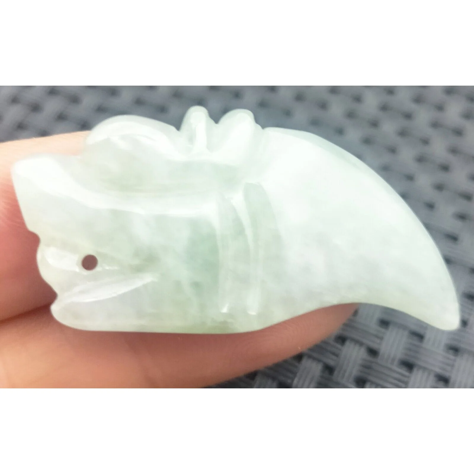 Certified Lavender Natural Type A Jade Jadeite Carved Dragon Tooth Pendant - Image 3