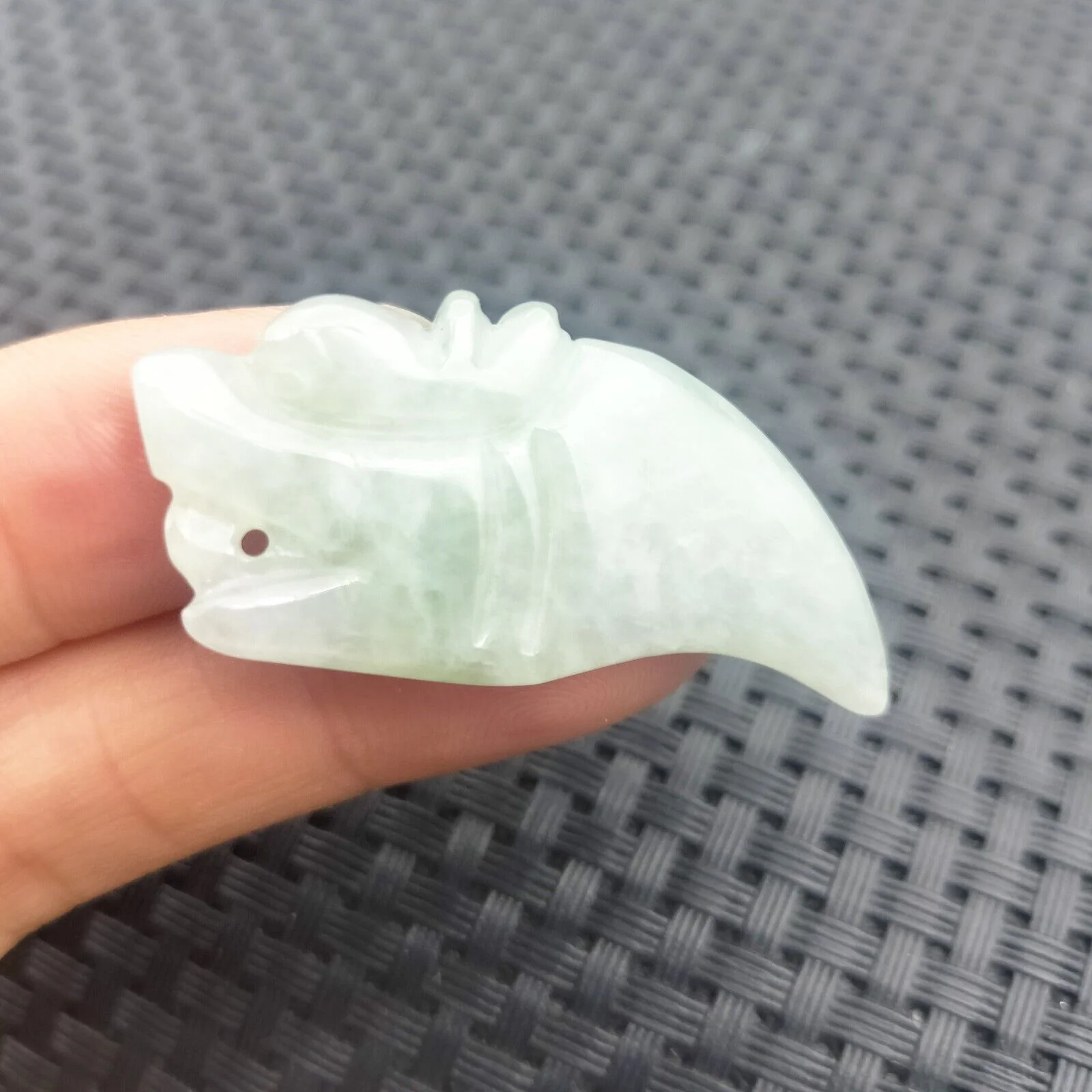Certified Lavender Natural Type A Jade Jadeite Carved Dragon Tooth Pendant - Image 4