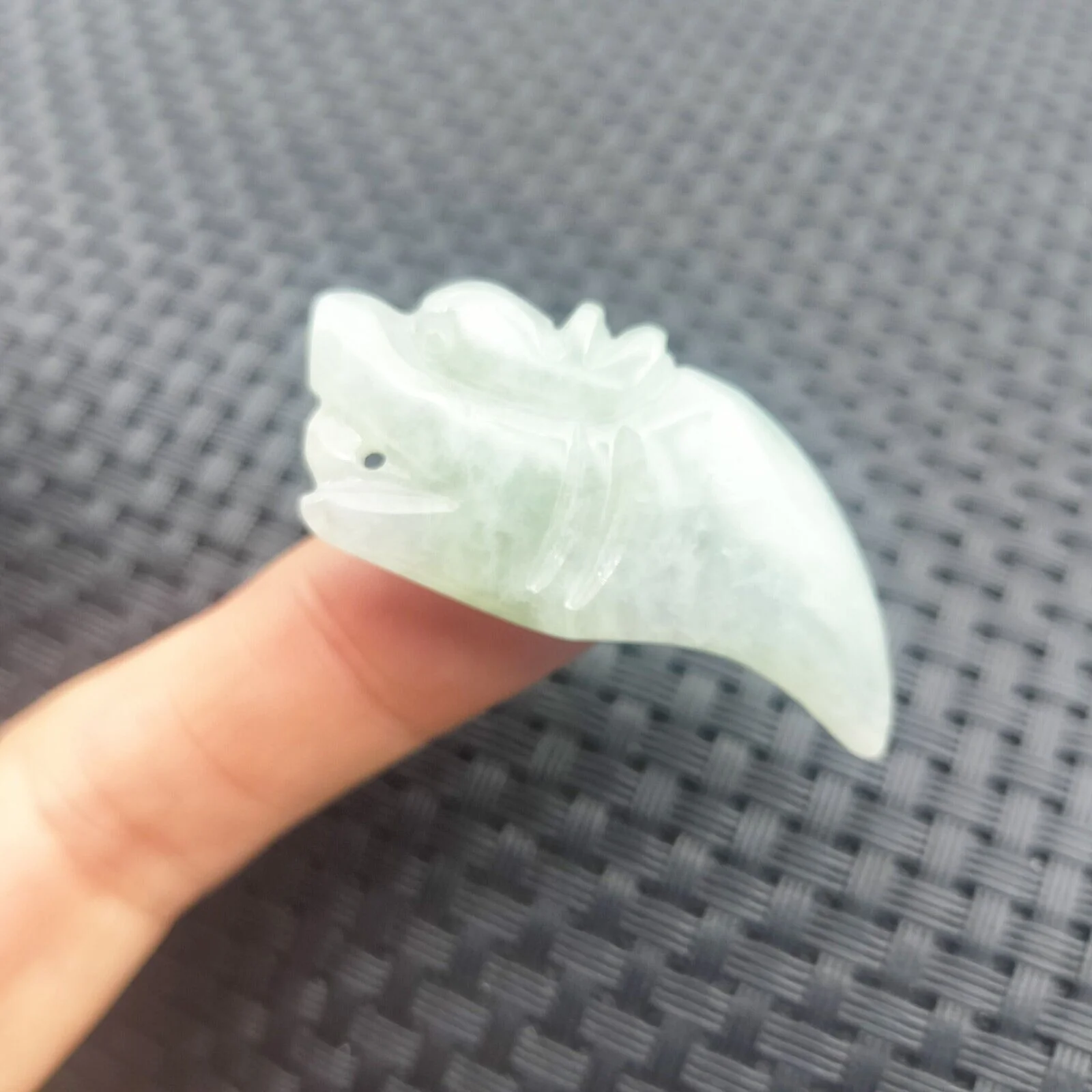 Certified Lavender Natural Type A Jade Jadeite Carved Dragon Tooth Pendant - Image 5