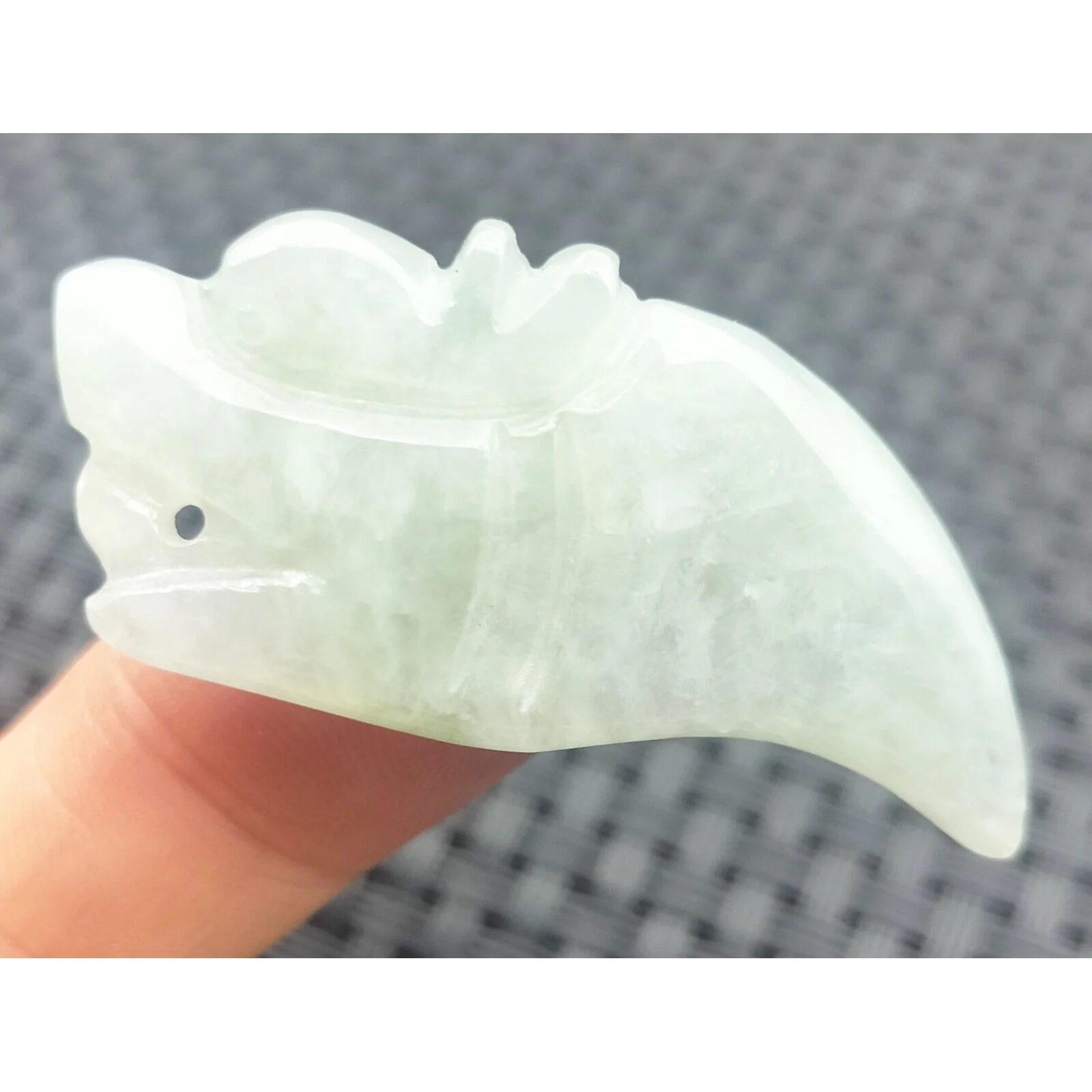 Certified Lavender Natural Type A Jade Jadeite Carved Dragon Tooth Pendant - Image 6