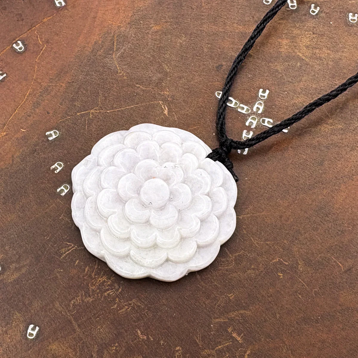Certified Lavender Natural Type A Jade Jadeite Carved Flower Pendant Necklace - Image 11