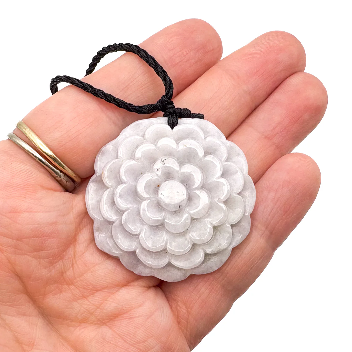 Certified Lavender Natural Type A Jade Jadeite Carved Flower Pendant Necklace - Image 12