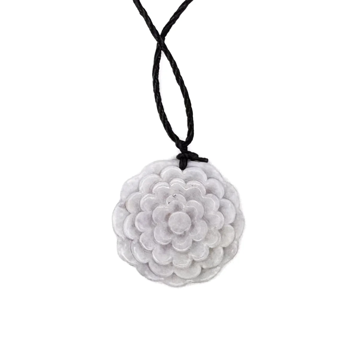 Certified Lavender Natural Type A Jade Jadeite Carved Flower Pendant Necklace - Image 2