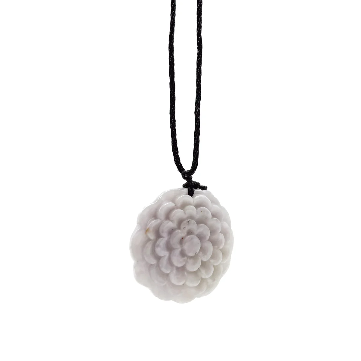 Certified Lavender Natural Type A Jade Jadeite Carved Flower Pendant Necklace - Image 3