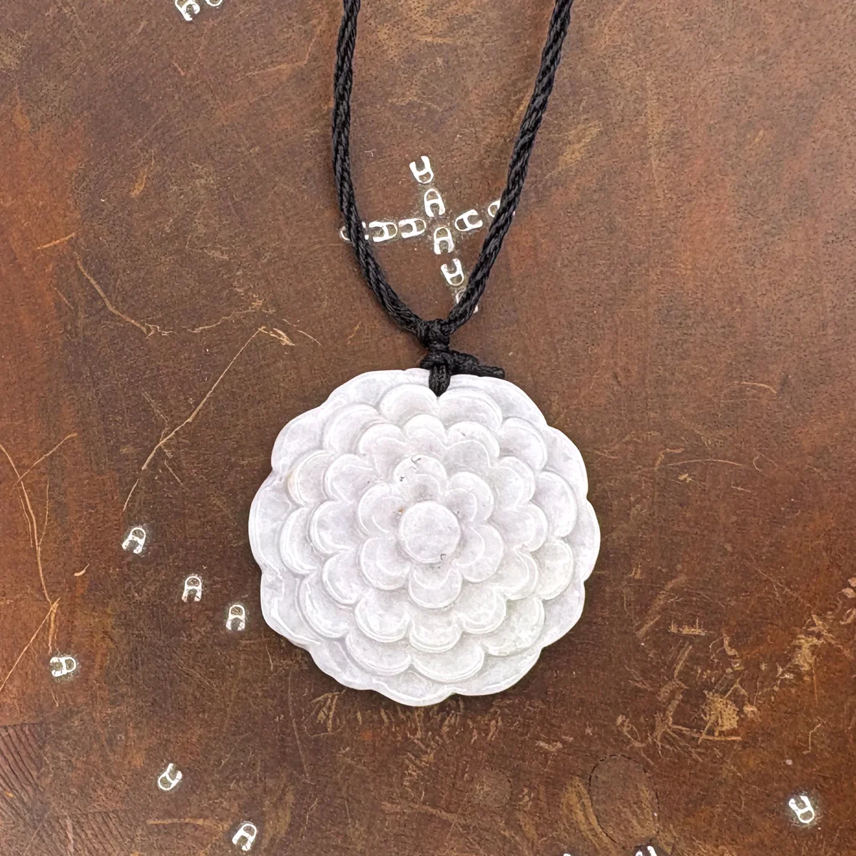 Certified Lavender Natural Type A Jade Jadeite Carved Flower Pendant Necklace - Image 4