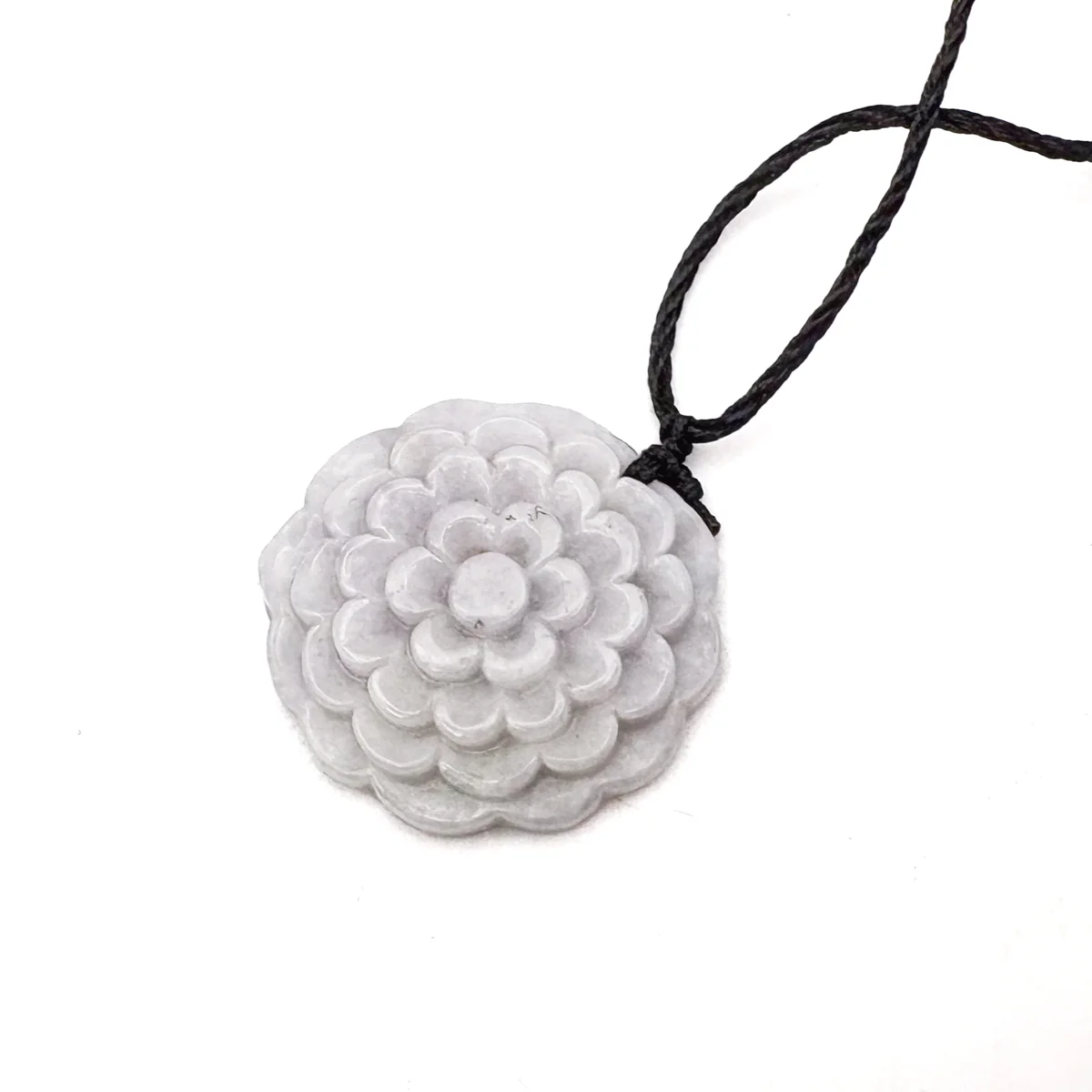 Certified Lavender Natural Type A Jade Jadeite Carved Flower Pendant Necklace - Image 5