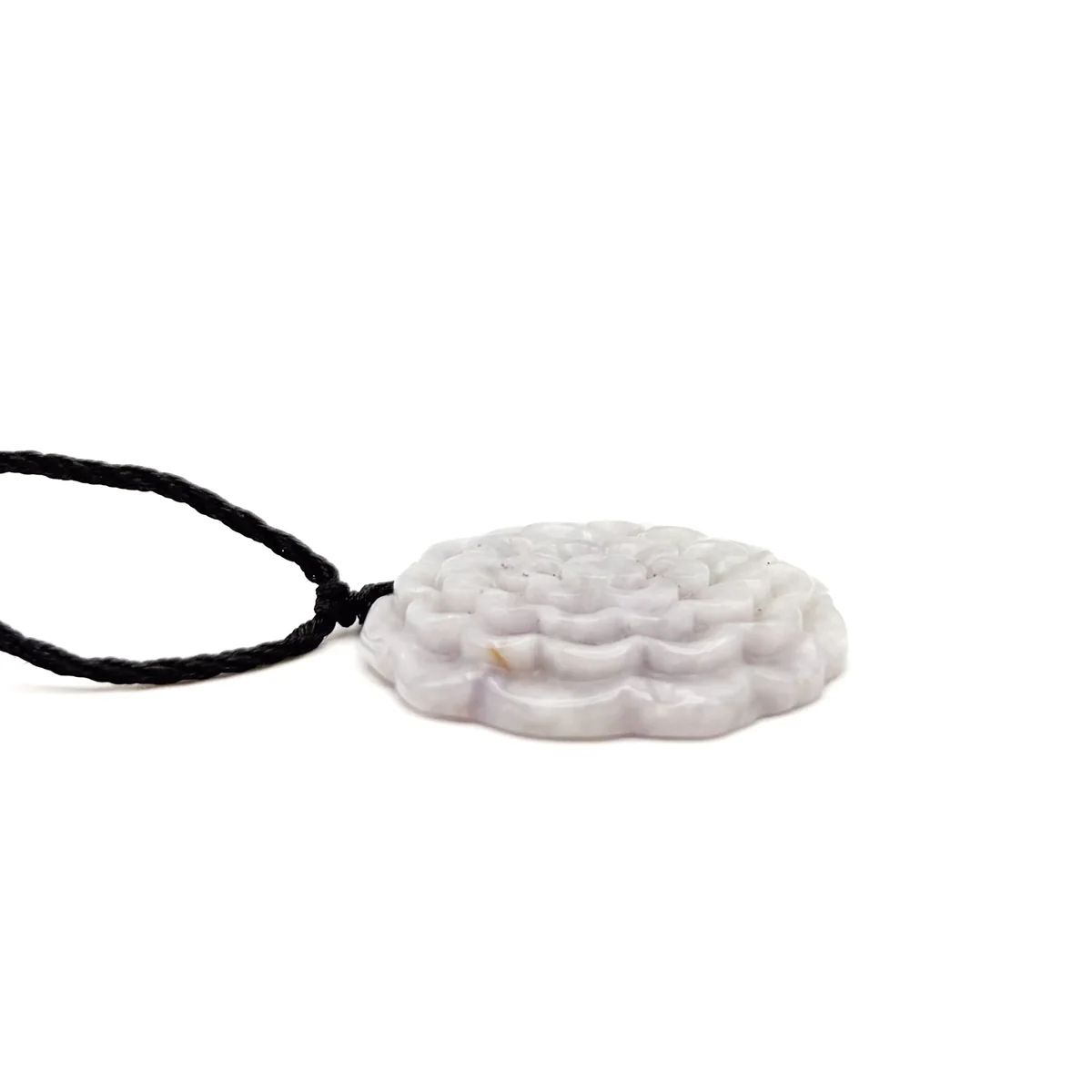 Certified Lavender Natural Type A Jade Jadeite Carved Flower Pendant Necklace - Image 6