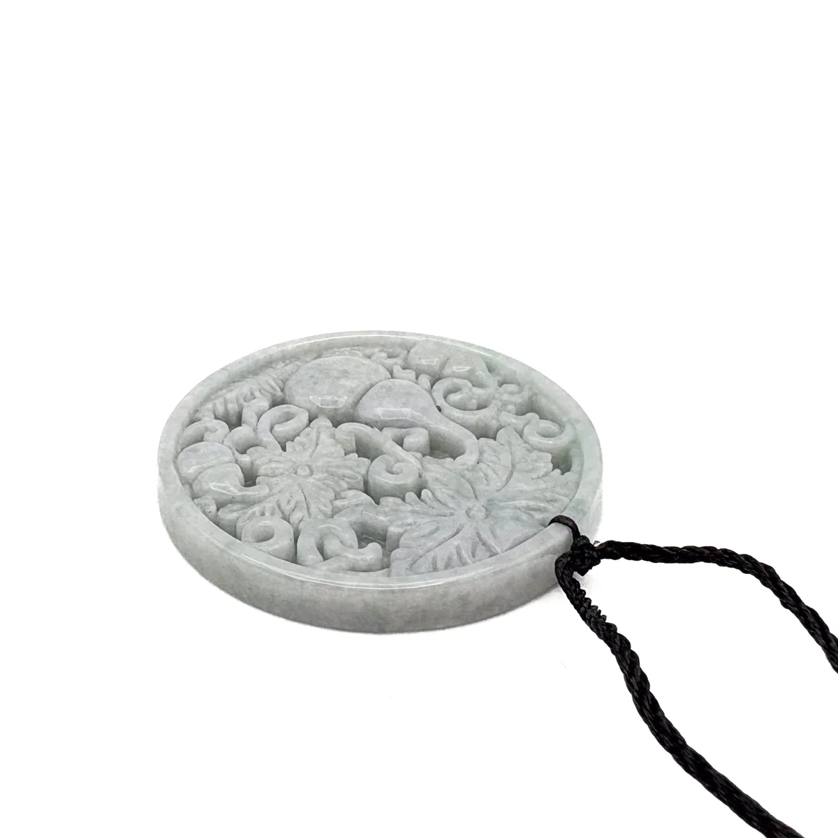 Certified Lavender Natural Type A Jade Jadeite Carved Gourd Leaf Pendant - Image 4