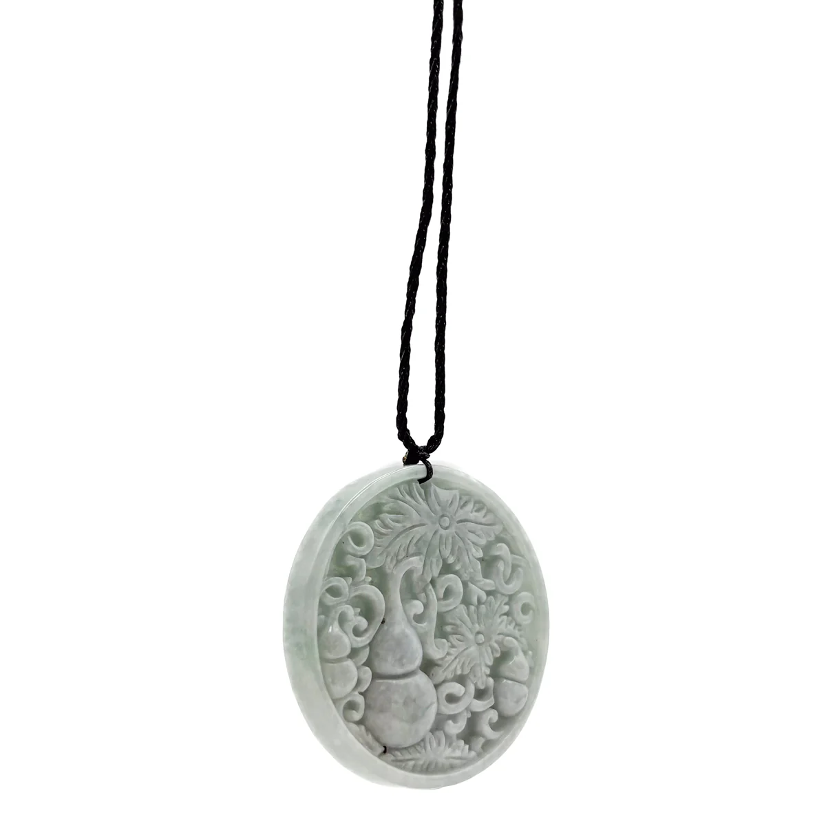 Certified Lavender Natural Type A Jade Jadeite Carved Gourd Leaf Pendant - Image 5