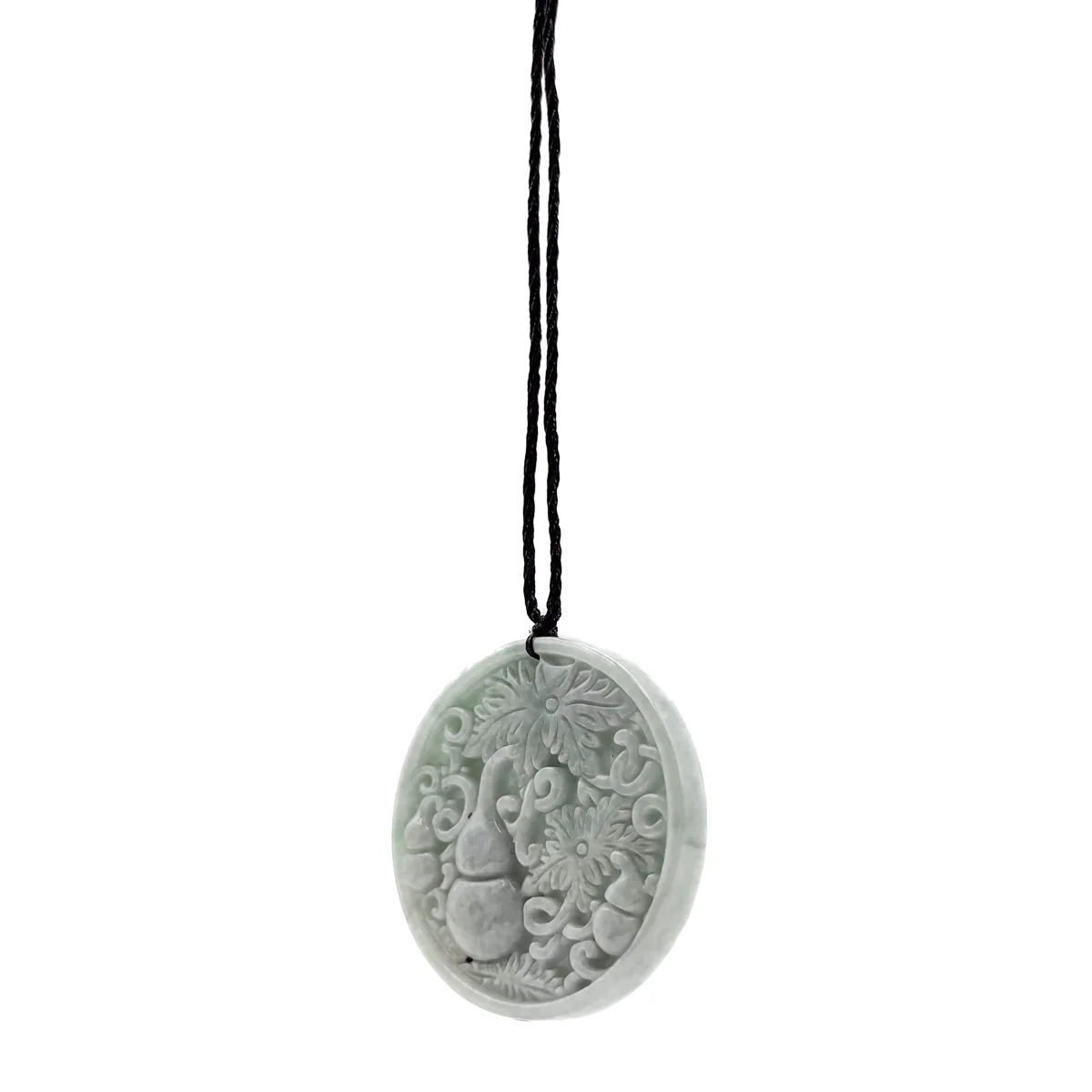 Certified Lavender Natural Type A Jade Jadeite Carved Gourd Leaf Pendant - Image 6