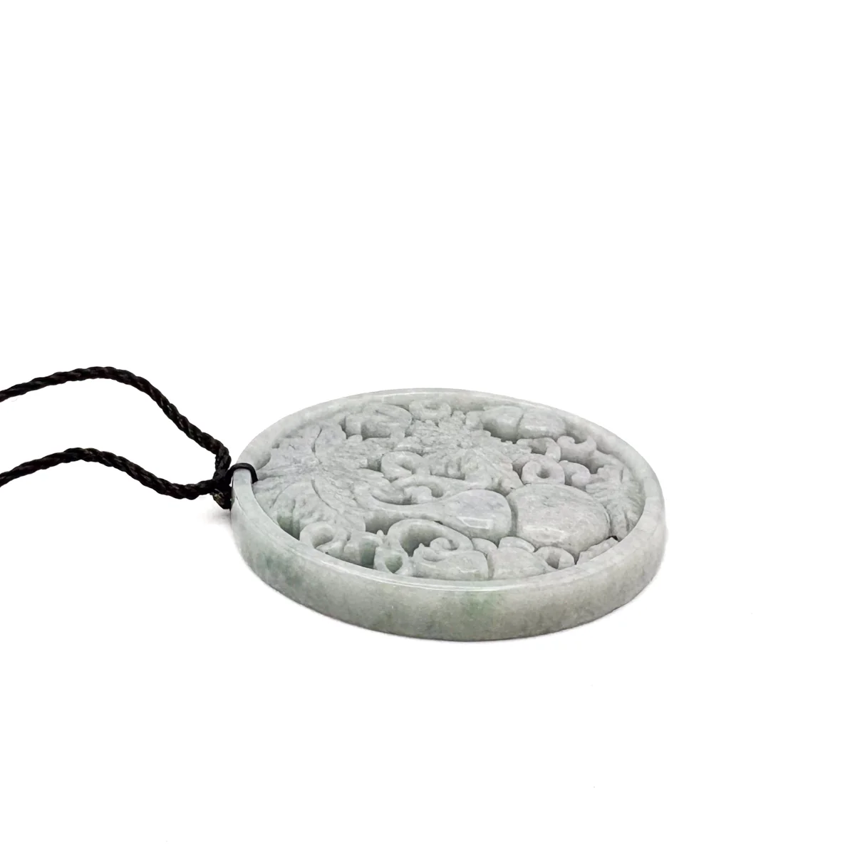 Certified Lavender Natural Type A Jade Jadeite Carved Gourd Leaf Pendant - Image 7